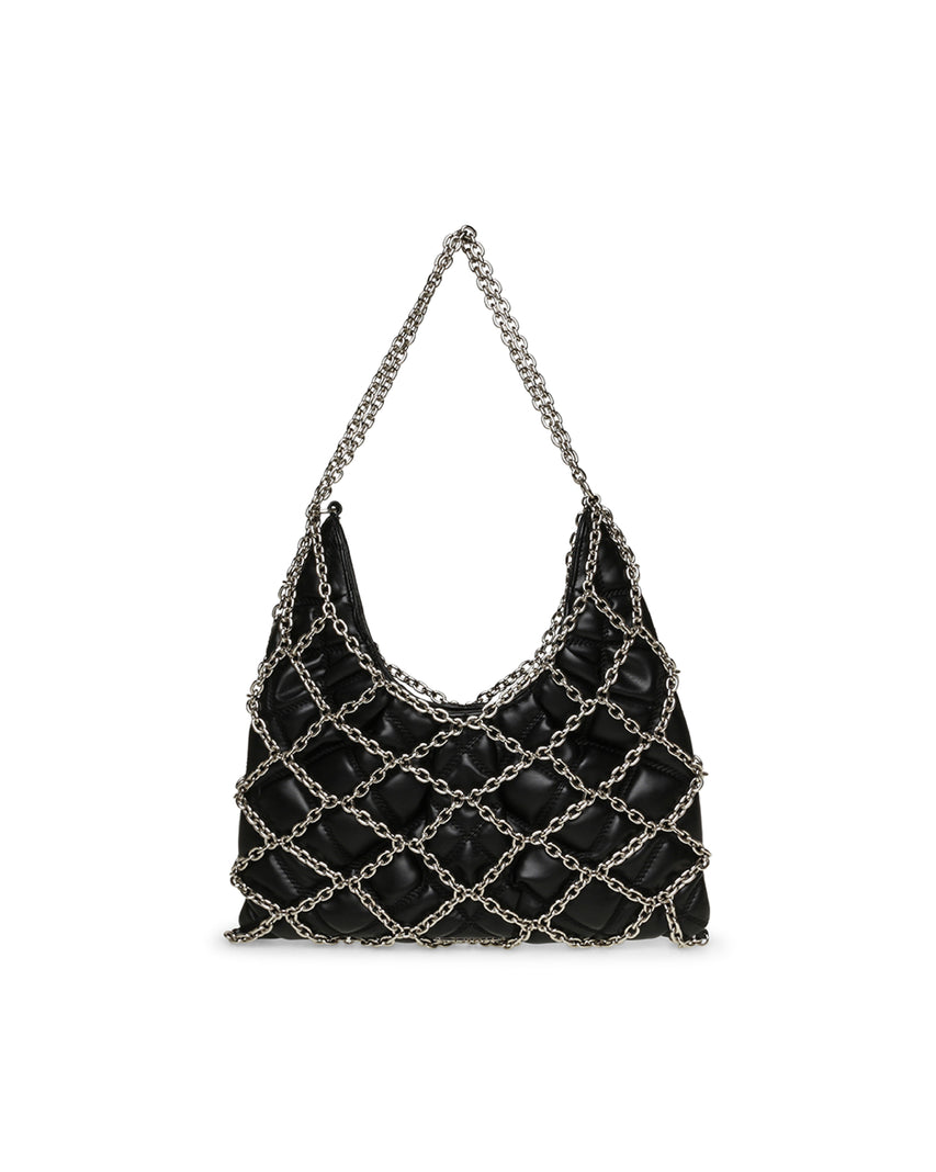 BFREESIA 率性鍊帶菱格紋托特包-黑色