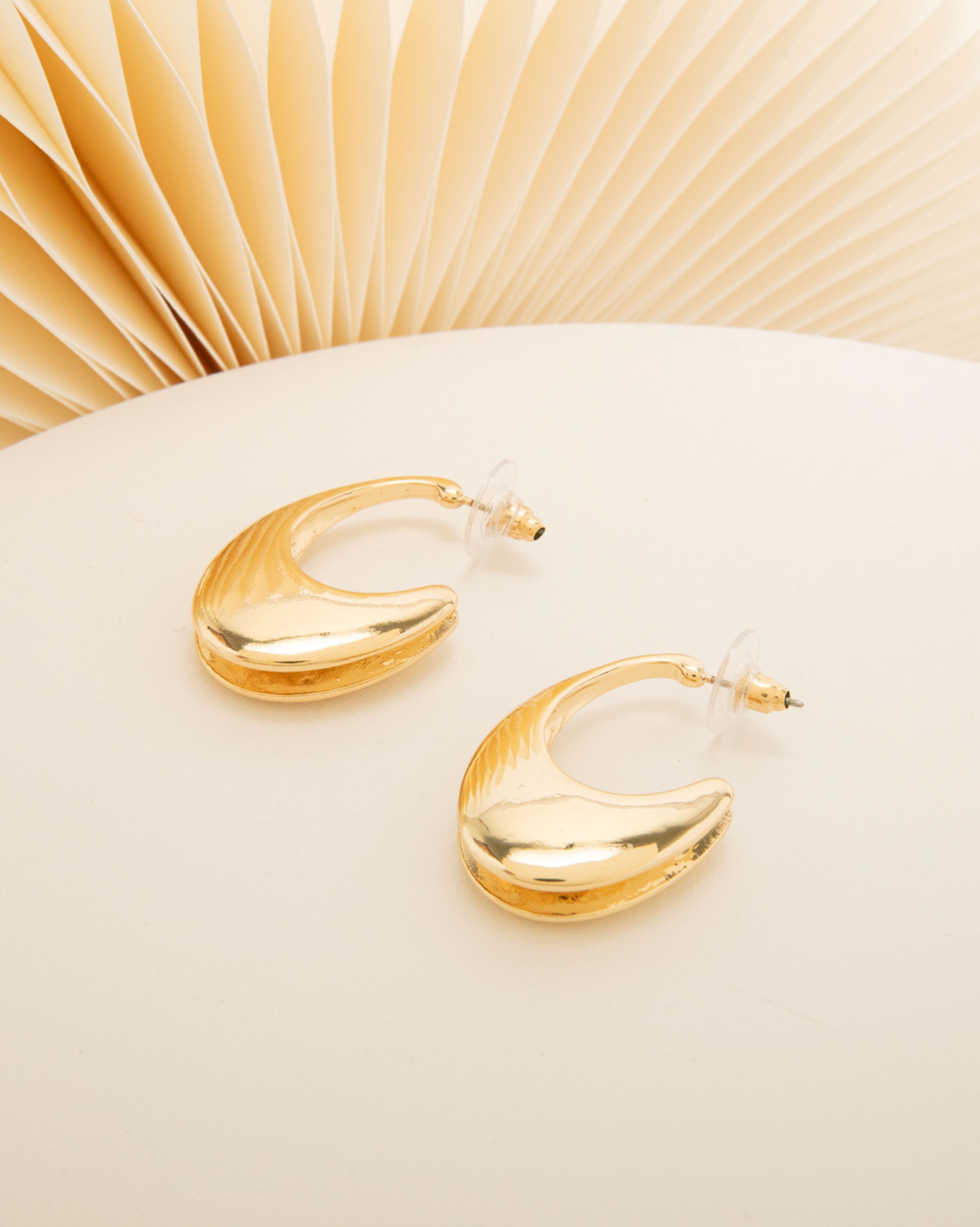 簡約幾何造型耳環-金色