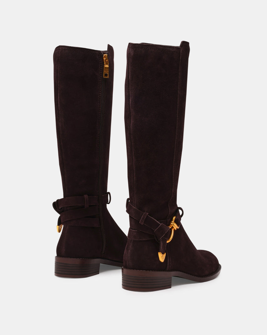 XTREME 時尚結飾扣帶長靴-絨咖啡