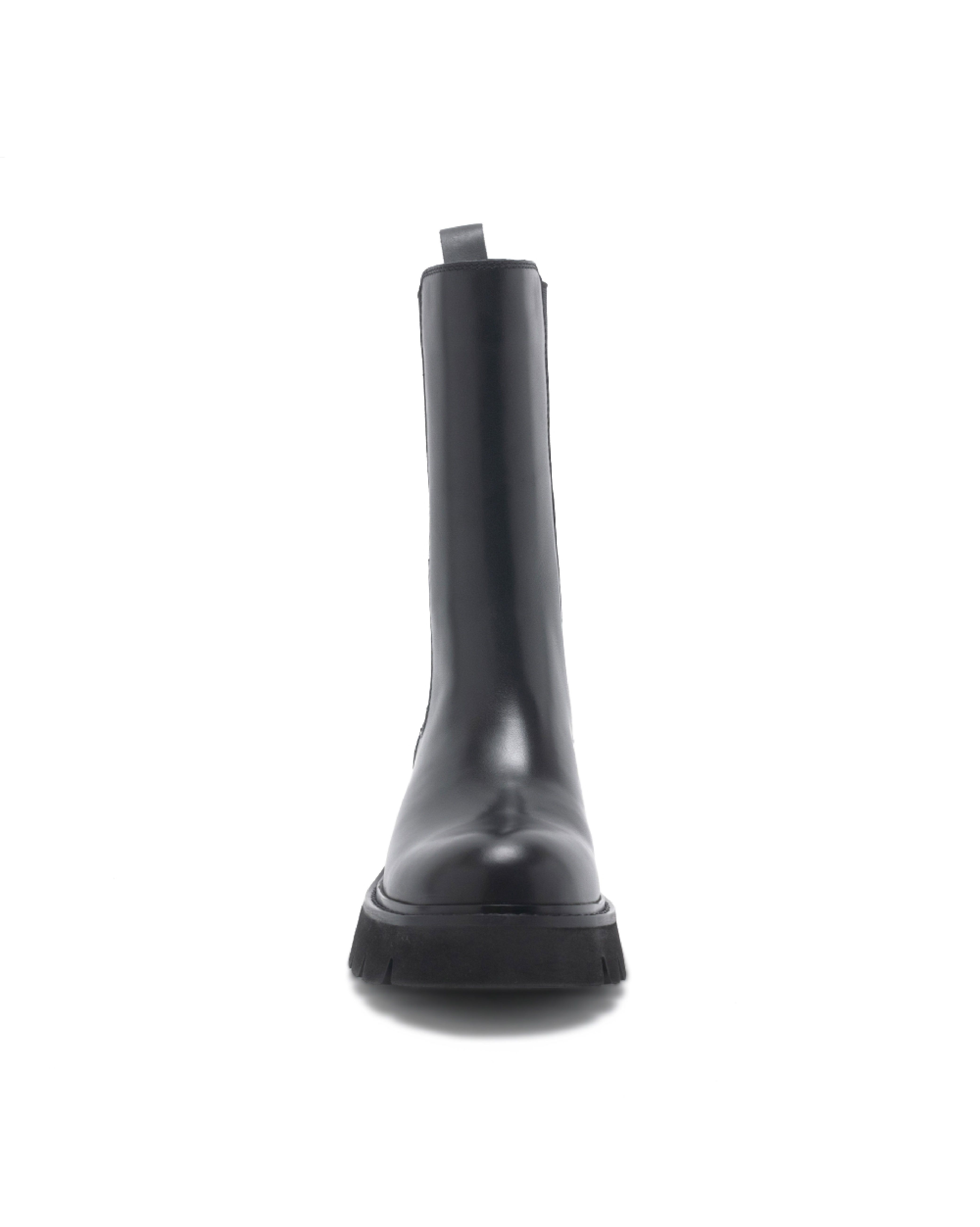 TWLILI 厚底素面切爾西中筒靴-黑色