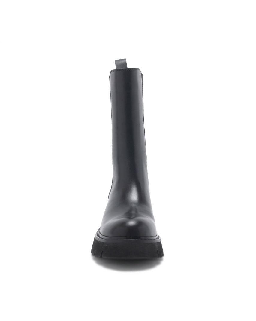 TWLILI 厚底素面切爾西中筒靴-黑色