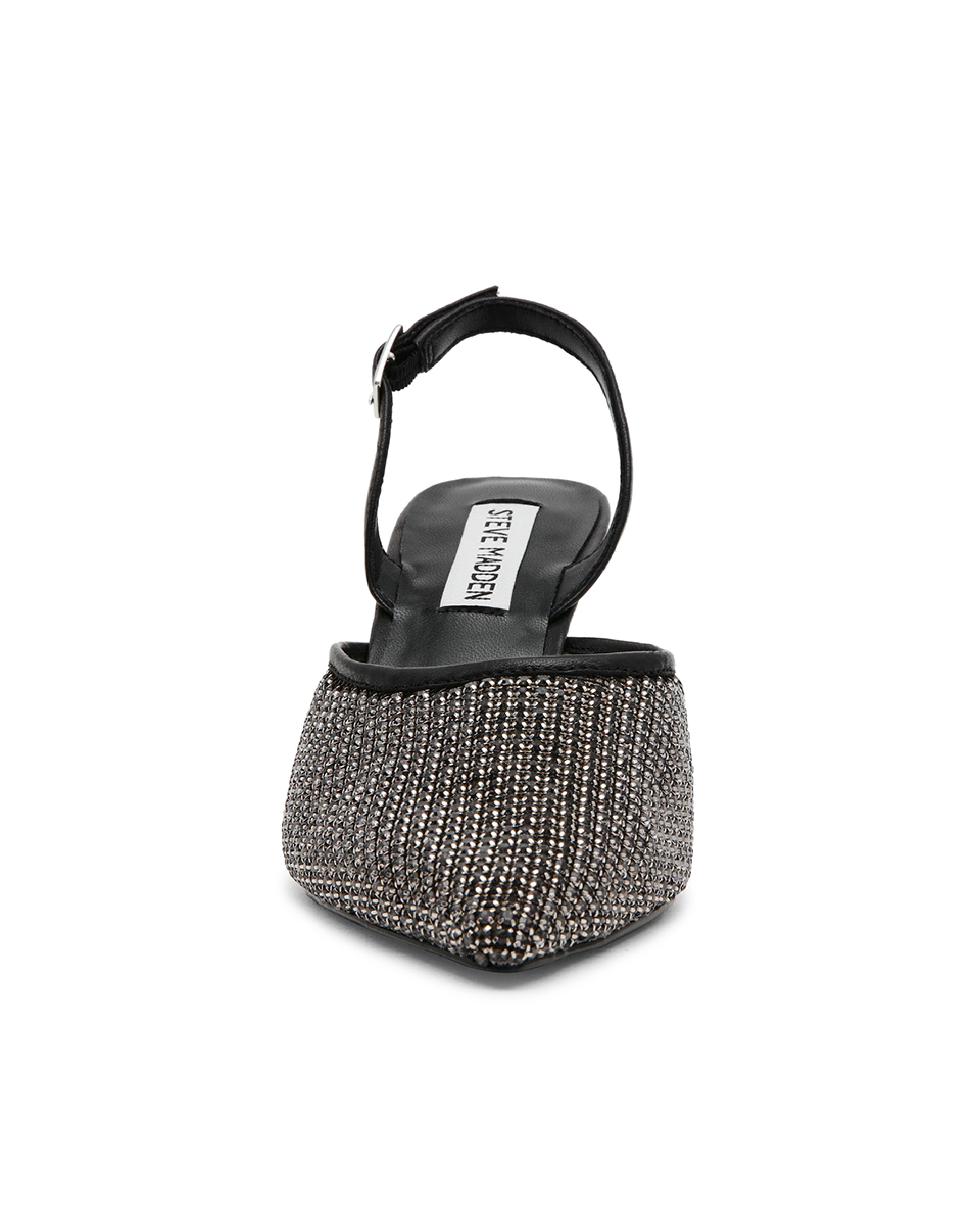 SENSOR 奢華透膚鑽面裸跟鞋-黑色