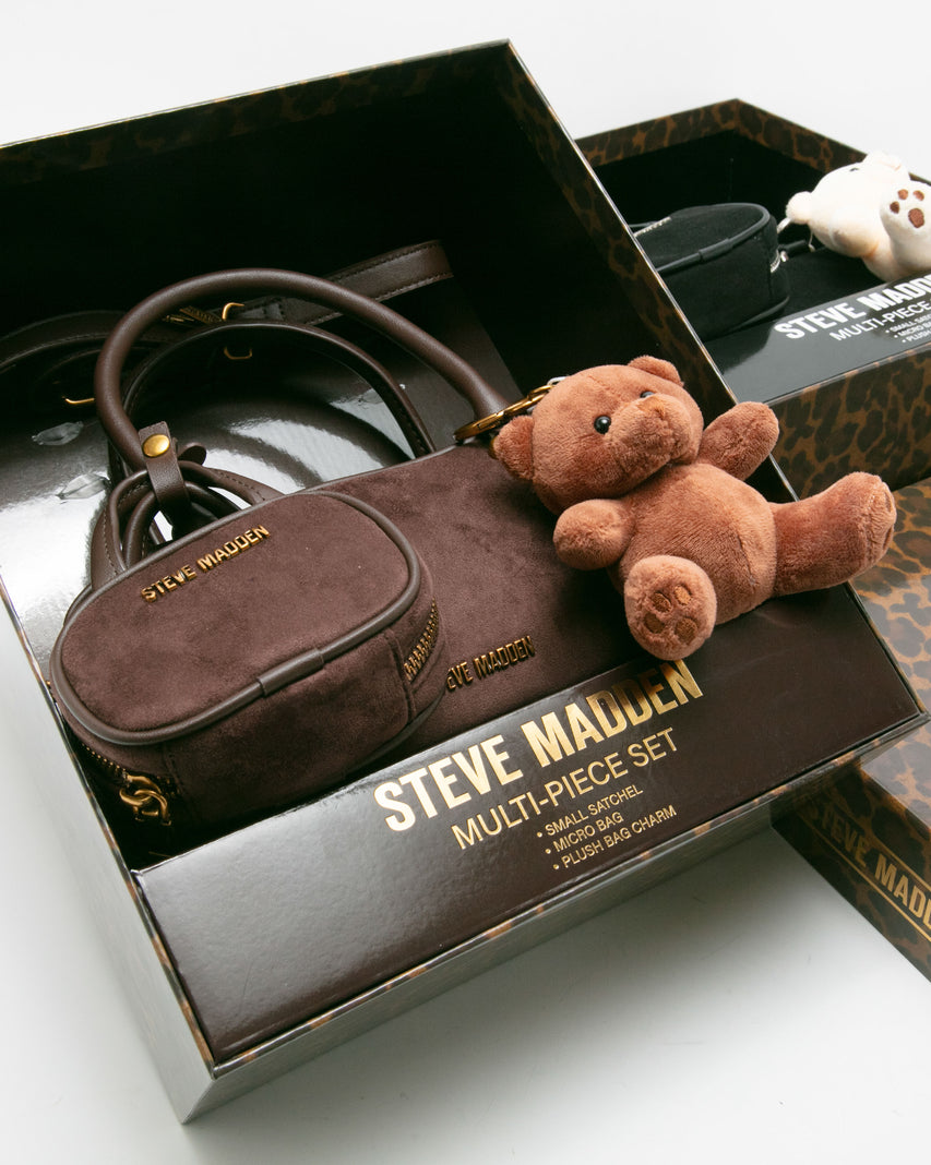 【線上獨家禮盒】麂皮法棍小包三件禮盒組-咖啡色