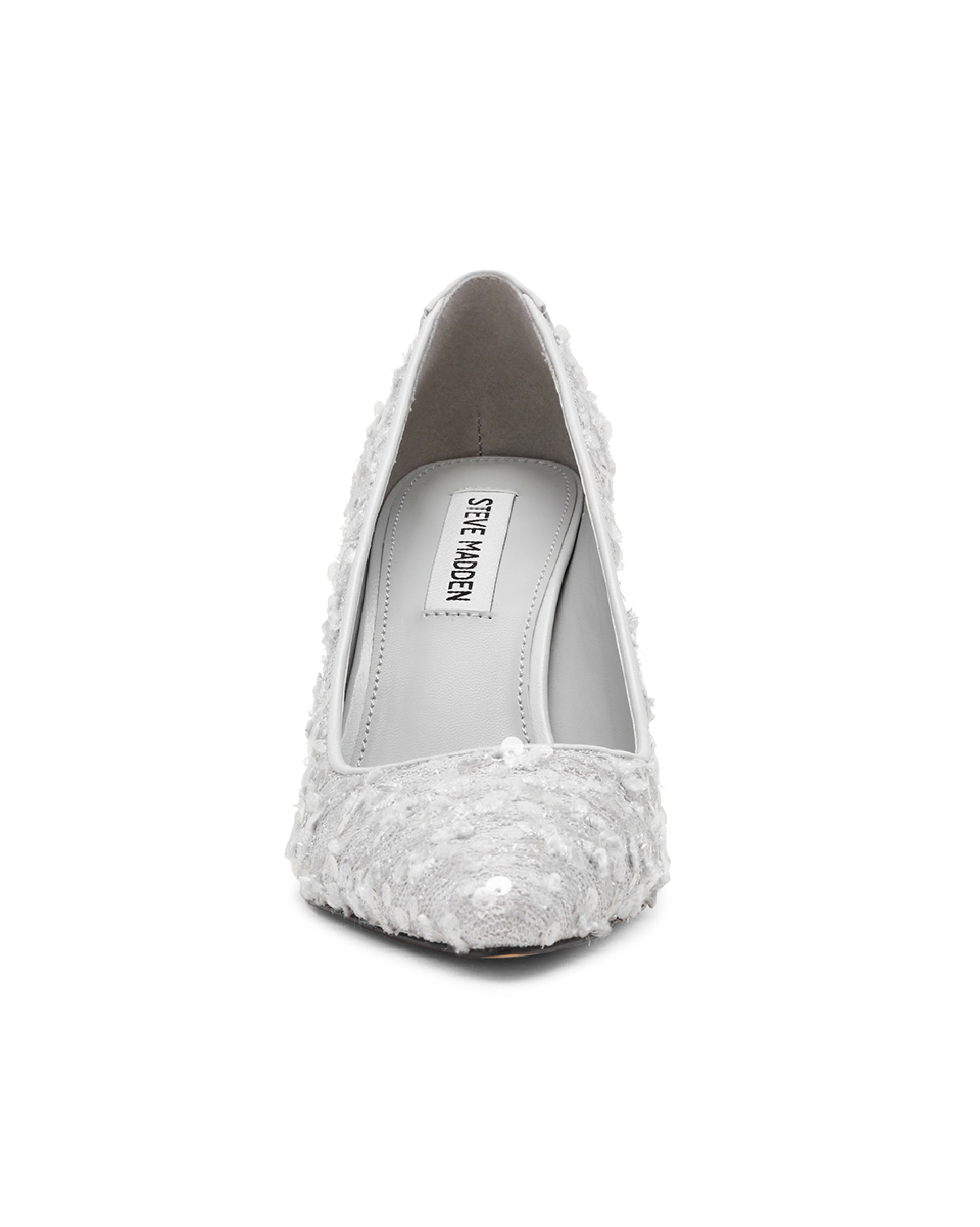 SECURED-S 奢華亮片素色高跟鞋-灰色