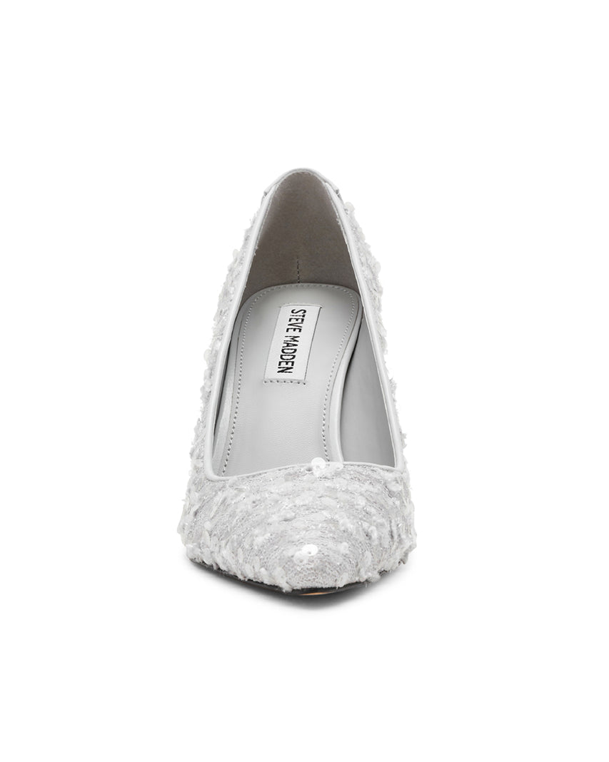 SECURED-S 奢華亮片素色高跟鞋-灰色