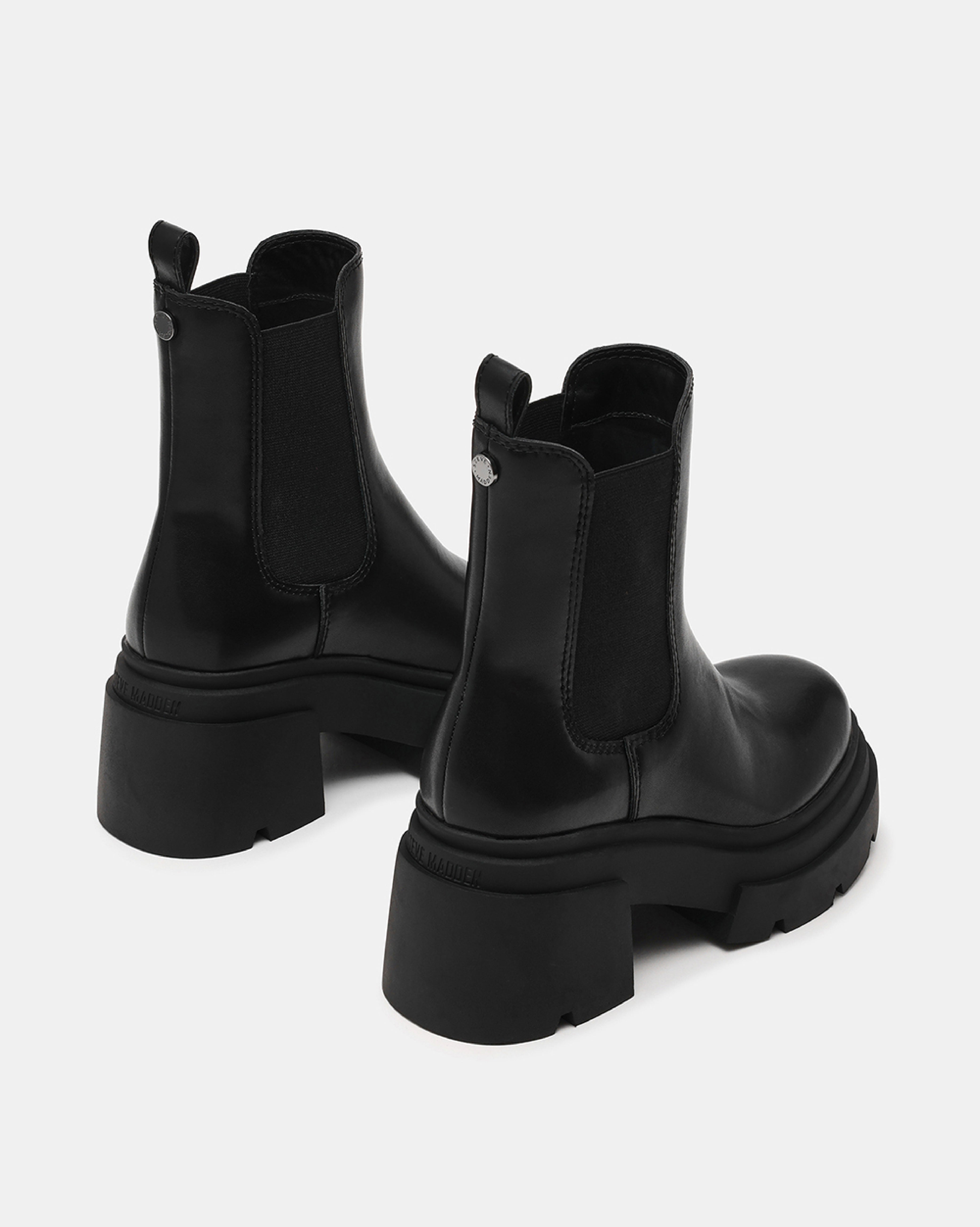 TIDALWAVE 簡約素面厚底切爾西短靴-黑色