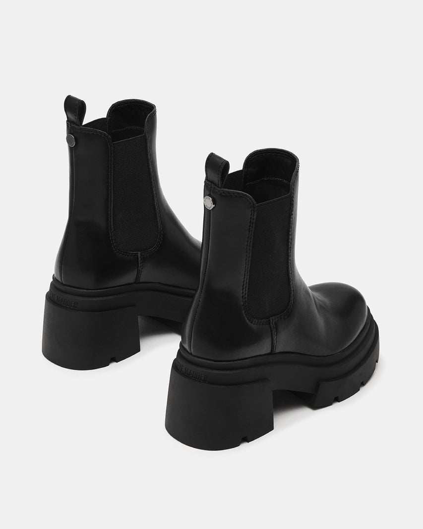 TIDALWAVE 簡約素面厚底切爾西短靴-黑色