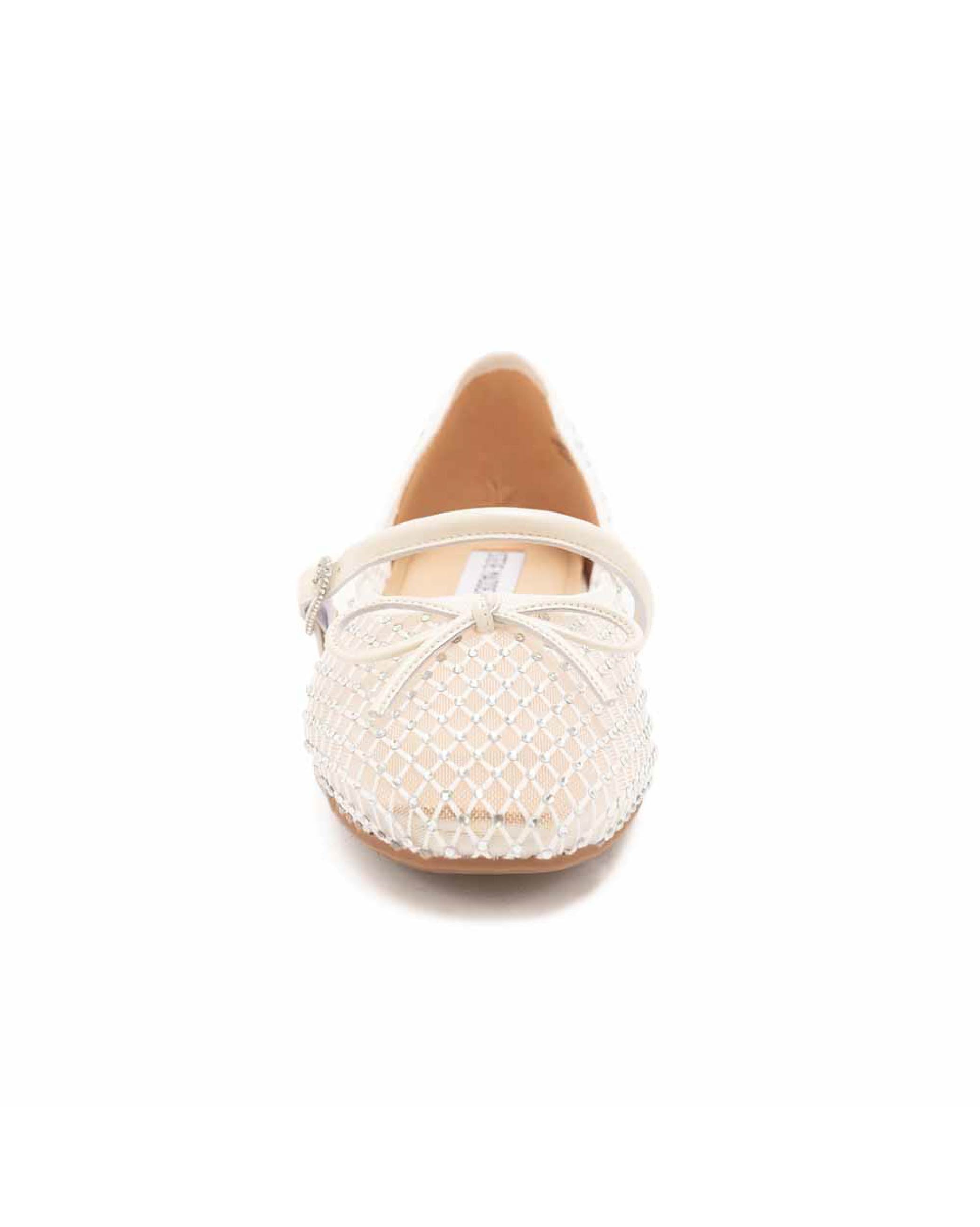 TWCATHY 奢華閃鑽透膚瑪莉珍鞋-白色