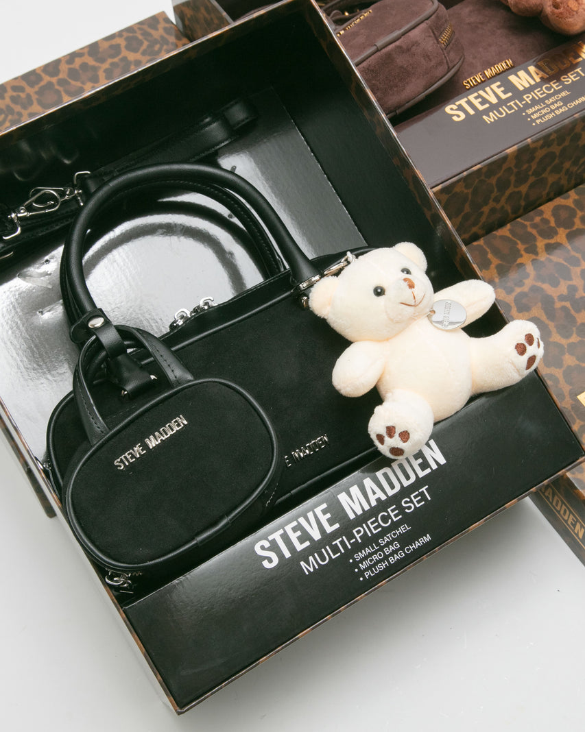 【線上獨家禮盒】麂皮法棍小包三件禮盒組-黑色