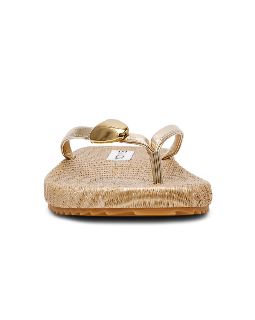 SURFUP 金屬圓形飾扣夾腳拖鞋-金色