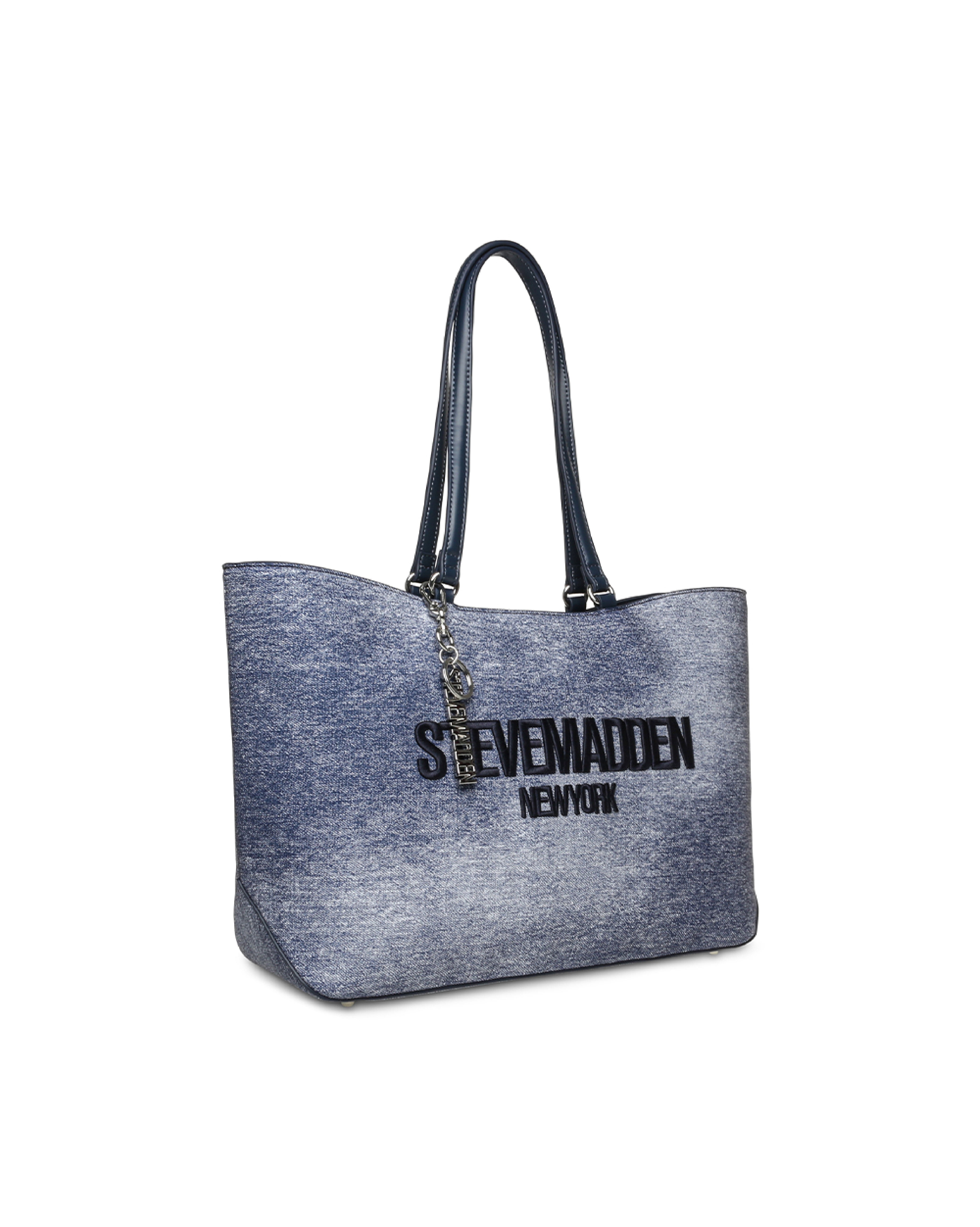 BCOCOS 丹寧休閒LOGO托特包-藍色