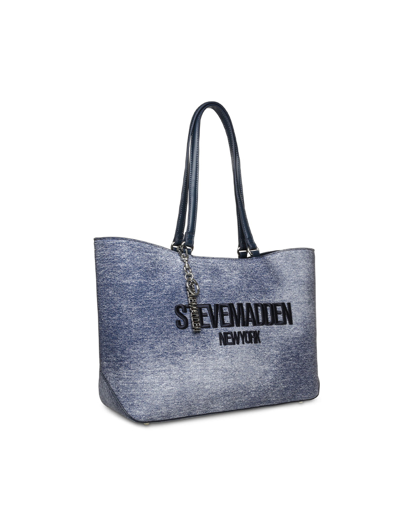 BCOCOS 丹寧休閒LOGO托特包-藍色