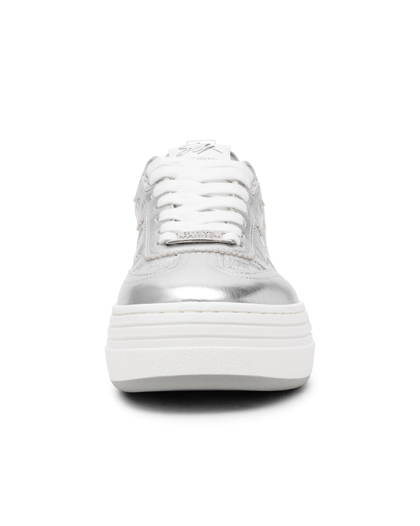 CATAPULT 棋盤LOGO素色厚底休閒鞋-銀色