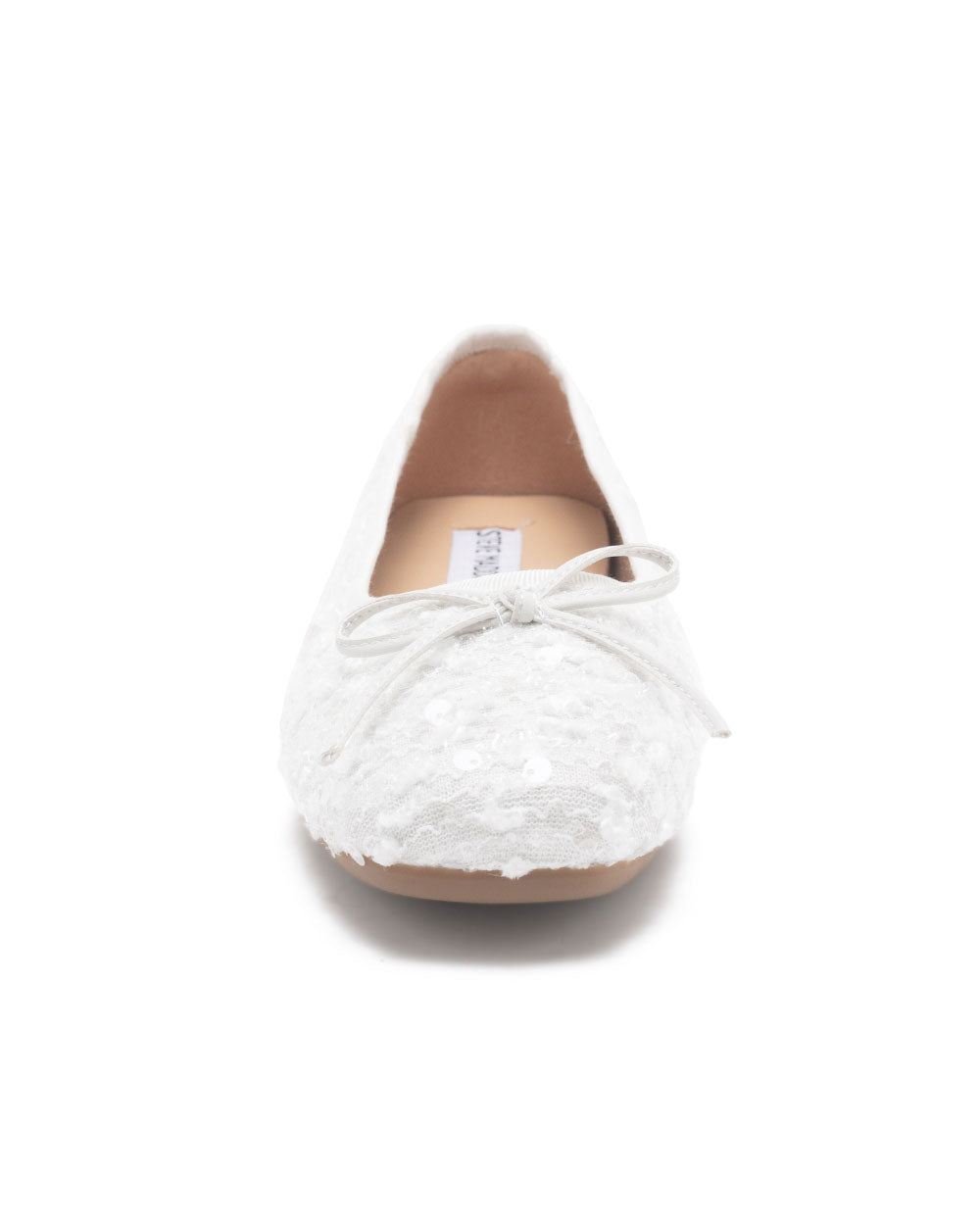 TWDIANE 輕奢亮片蝴蝶結平底鞋-白色