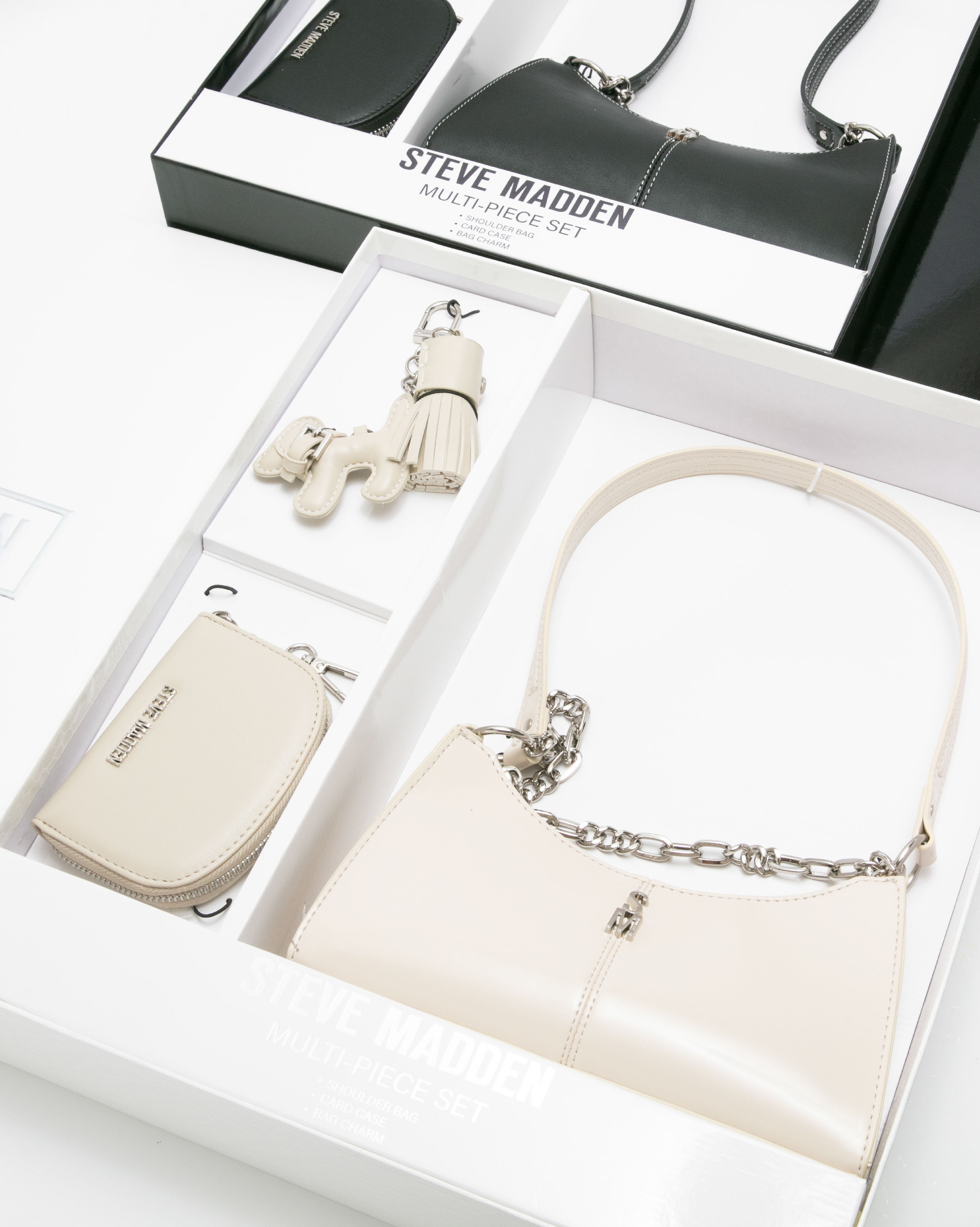 【線上獨家禮盒】雙背帶腋下包/零錢包三件禮盒組-米色