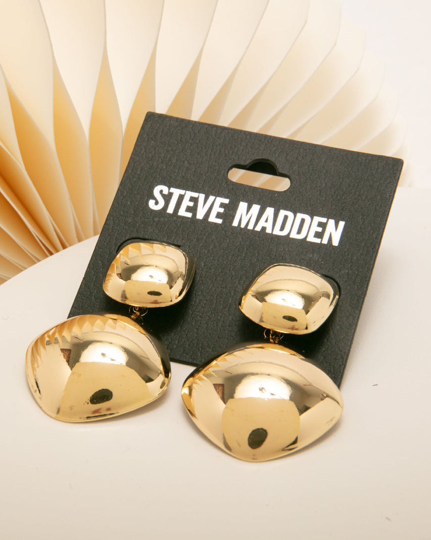 方塊菱形垂墜耳環-金色