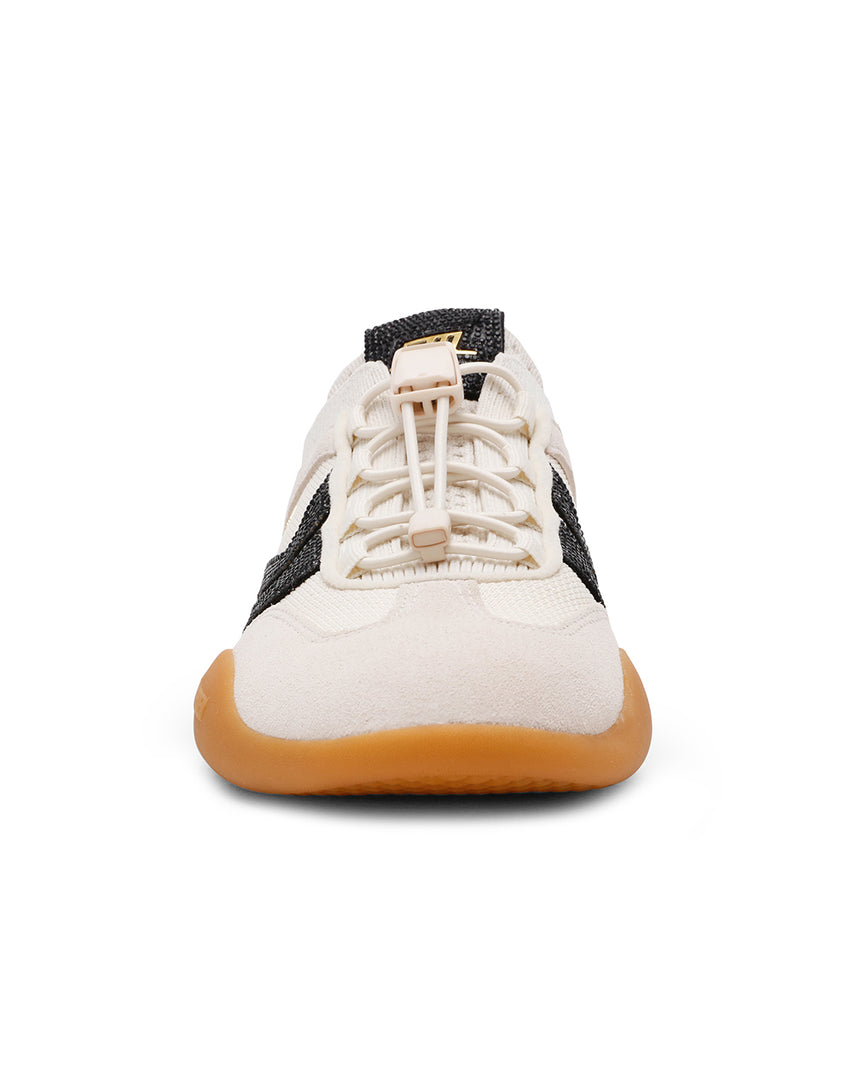 BISCOTTI-R 閃鑽異材質拼接休閒運動鞋-米色