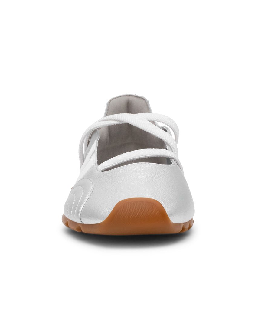 JOISIE 交叉鬆緊休閒瑪莉珍鞋-銀色