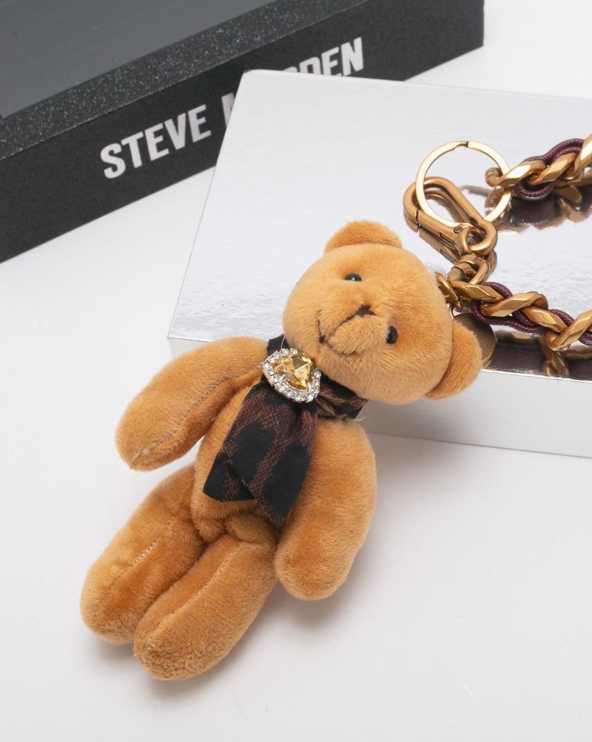 BBEAR-G 毛絨泰迪鍊條吊飾-金色