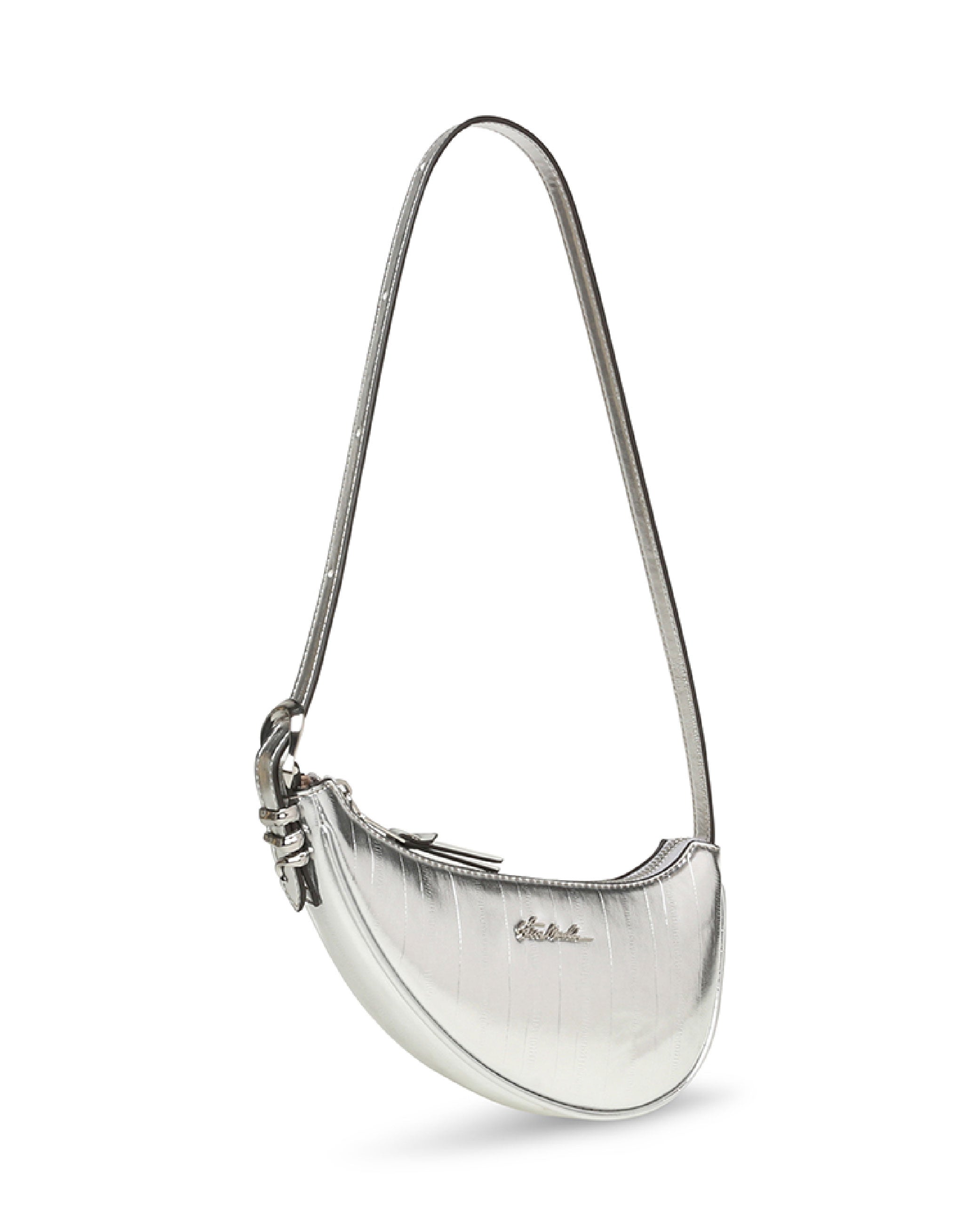 【線上獨家款】BICY-E 輕奢素面馬鞍肩背包-銀色