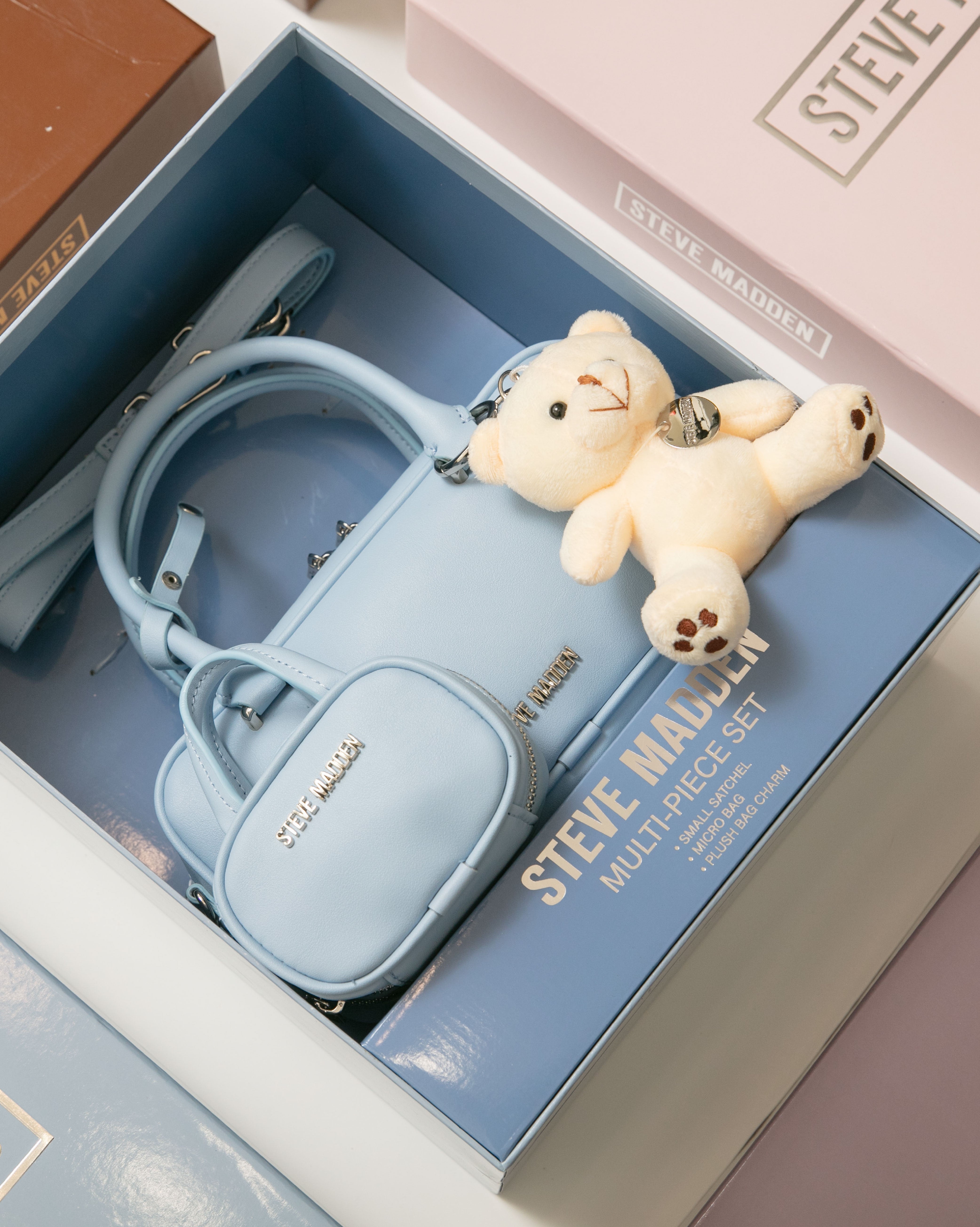 素面法棍小包三件禮盒組-藍色