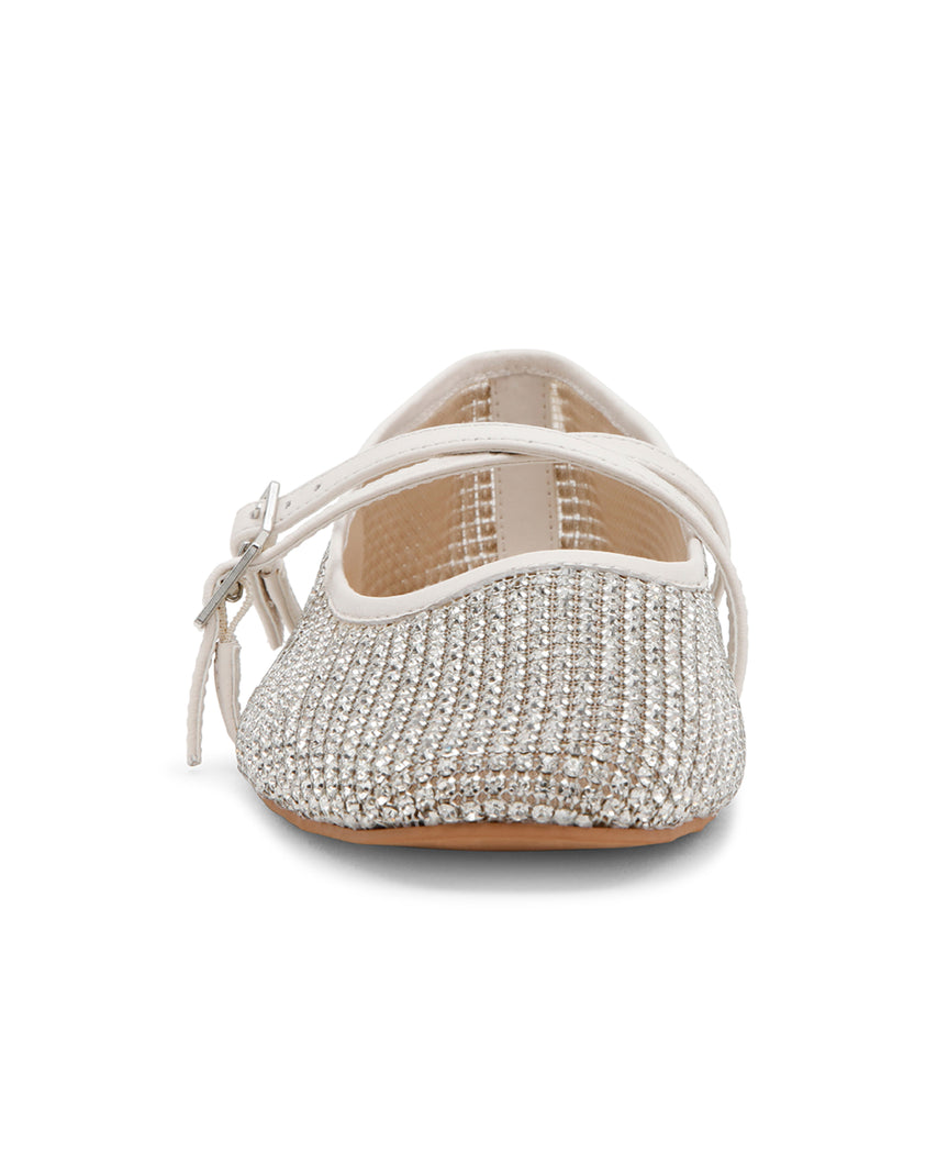 WATCHLIST 奢華閃鑽雙扣細帶瑪莉珍鞋-白色