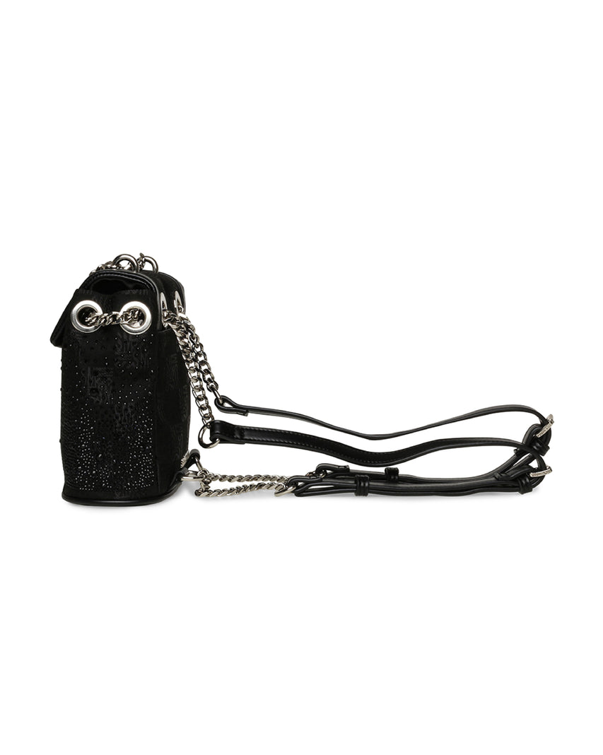 【線上獨家款】BBROOKS-12 低調閃鑽鏈帶小後背包-黑色