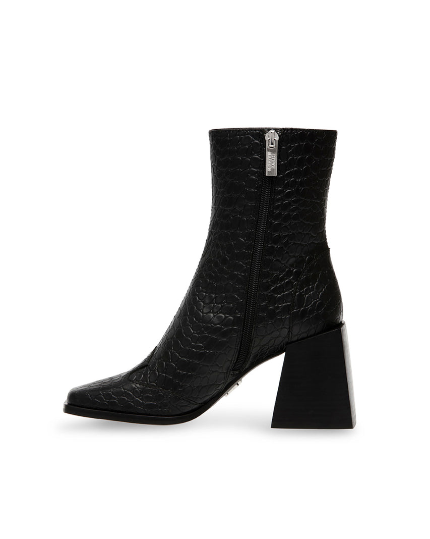 DUCHESS 蛇紋小方頭厚底靴-黑色