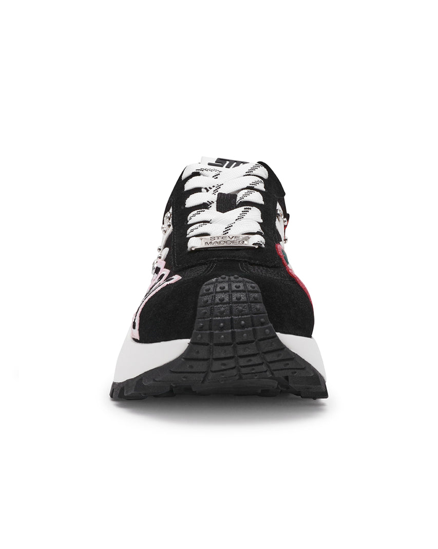 SUPERCAMPO-P 潮流刺繡布貼運動休閒鞋-黑色