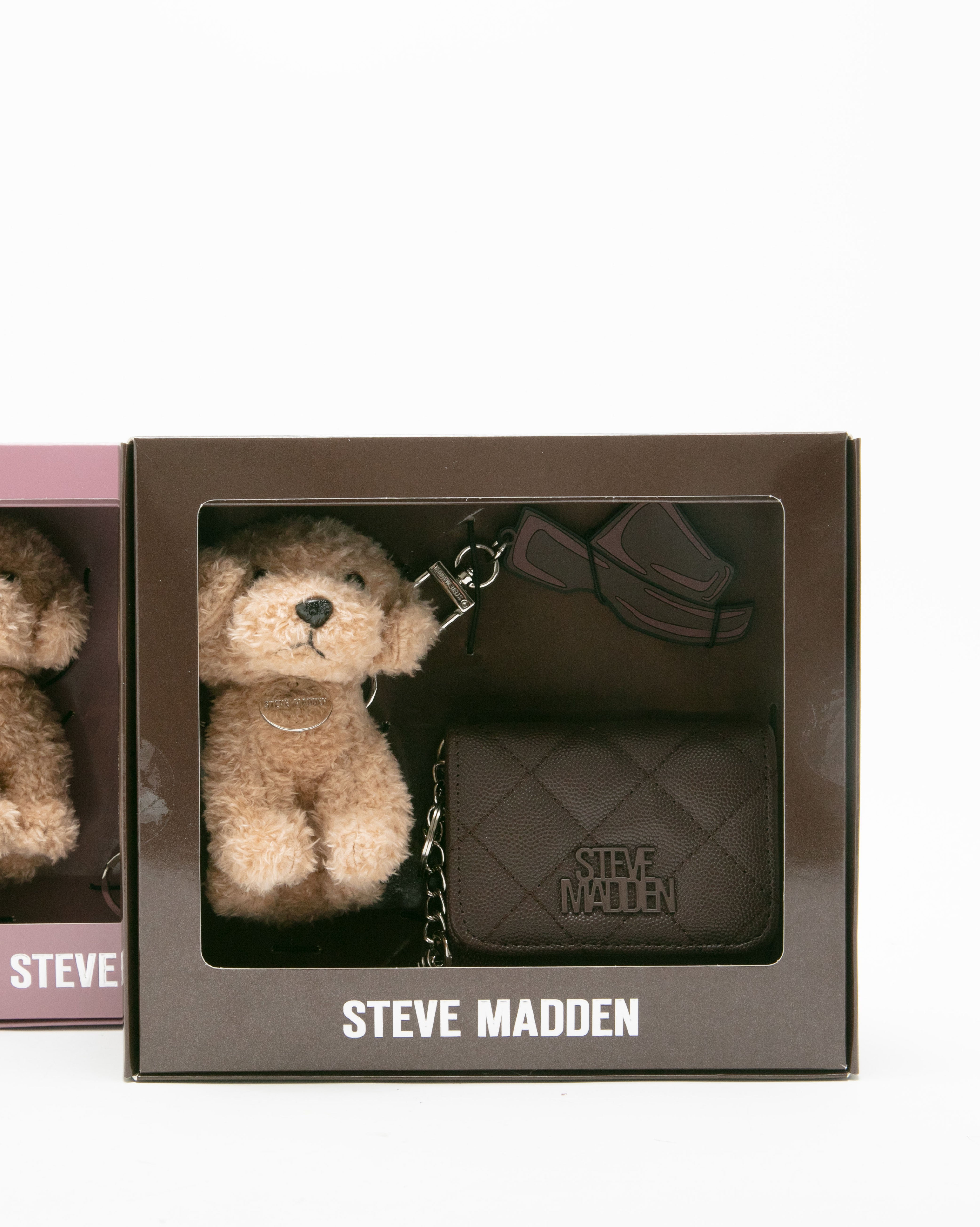 【線上獨家禮盒】菱格紋零錢包/吊飾三件禮盒組-咖啡色