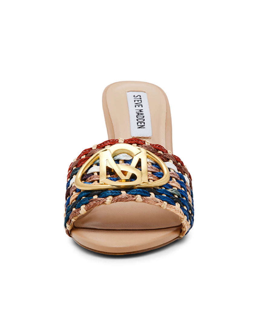 DAPPERY 多彩草編高跟裸跟鞋-多彩