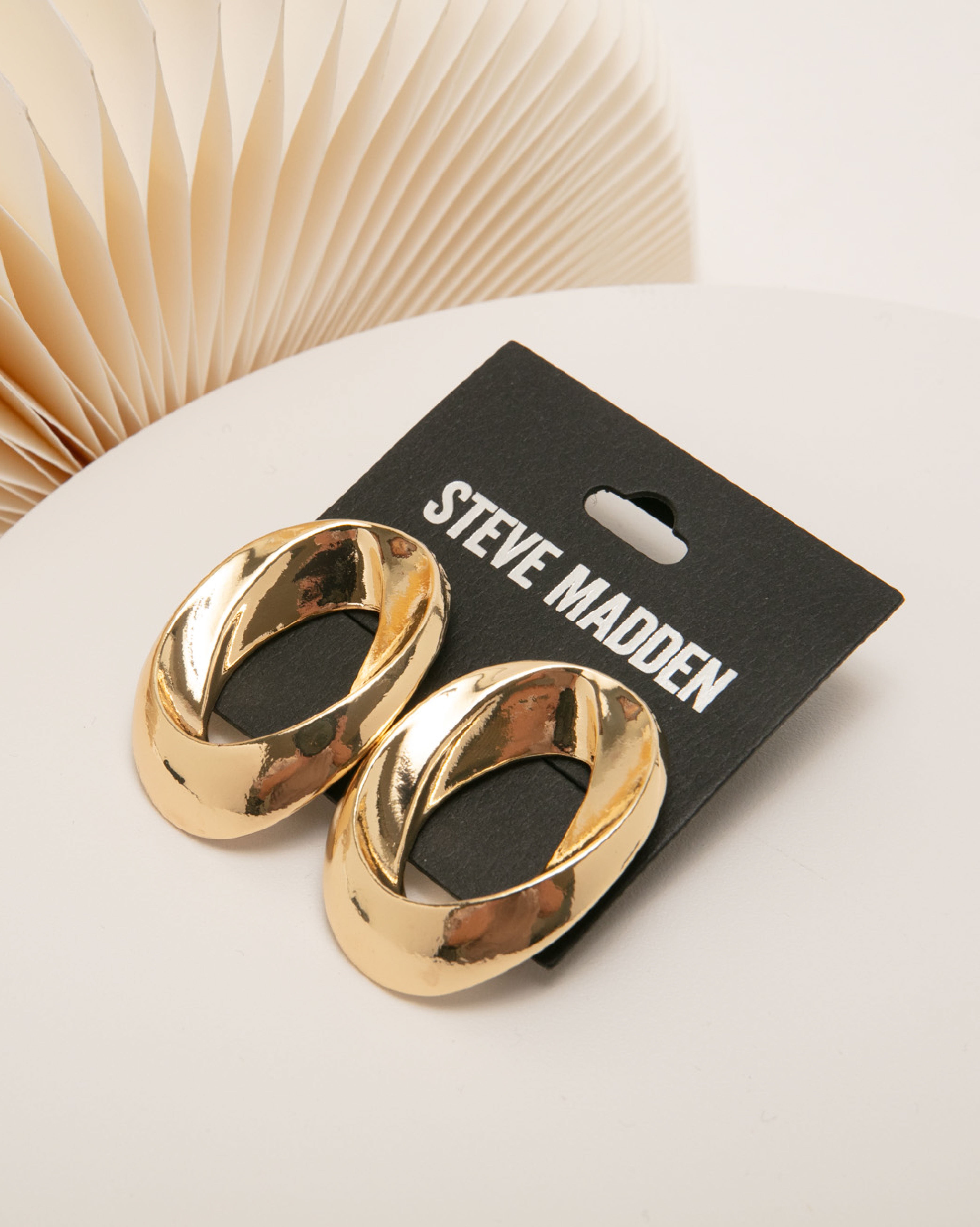 質感流線圓形耳環-金色