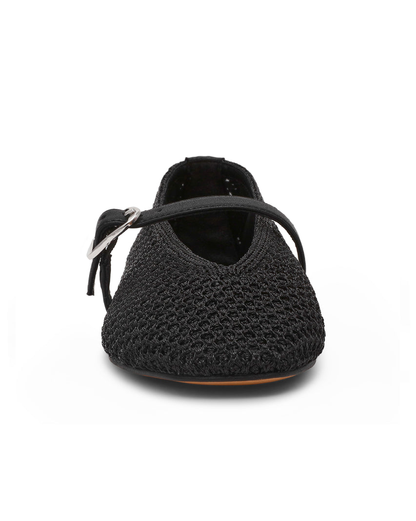 GAYLA 素面菱格紋編織瑪莉珍鞋-黑色