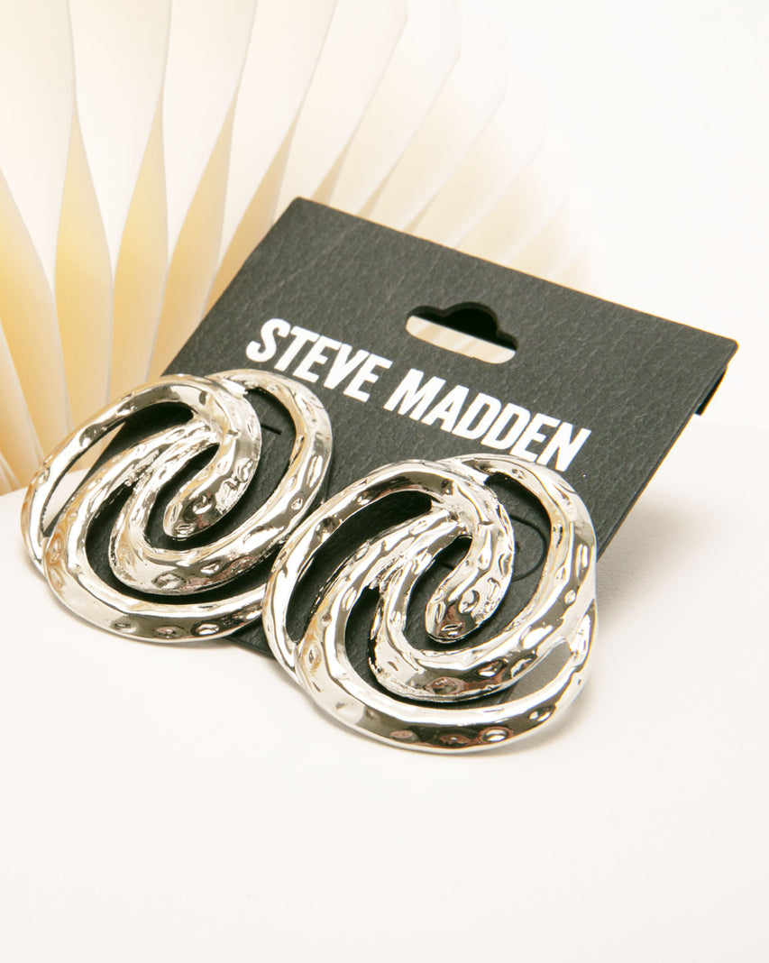 質感雙螺旋線條耳環-銀色