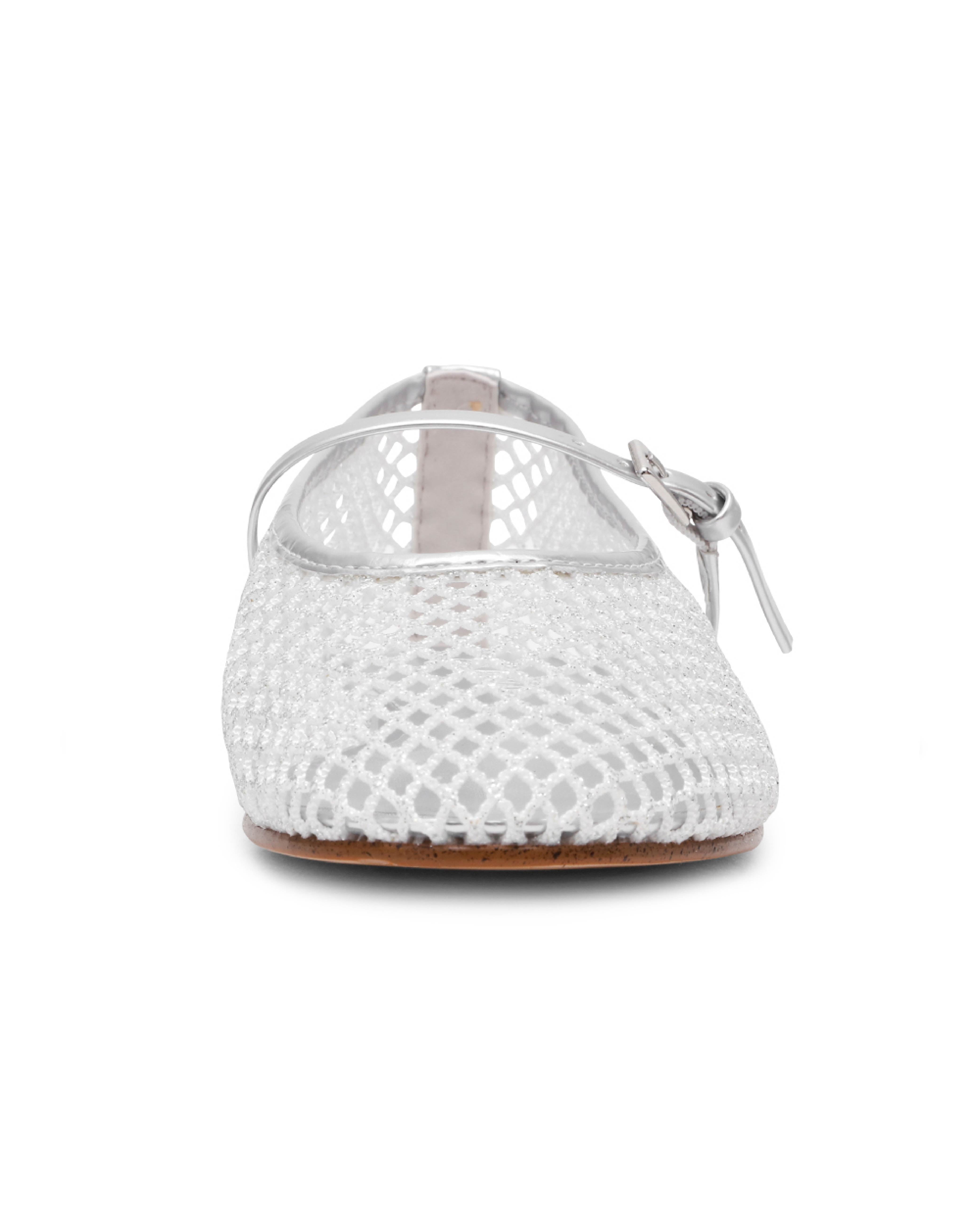 MAGS 細閃網狀透膚瑪莉珍鞋-銀色