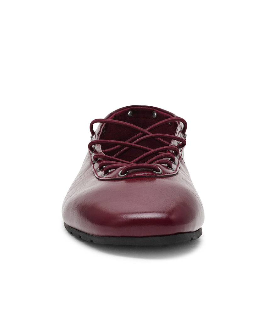 POINTE 芭蕾簡約素面瑪莉珍鞋-酒紅色