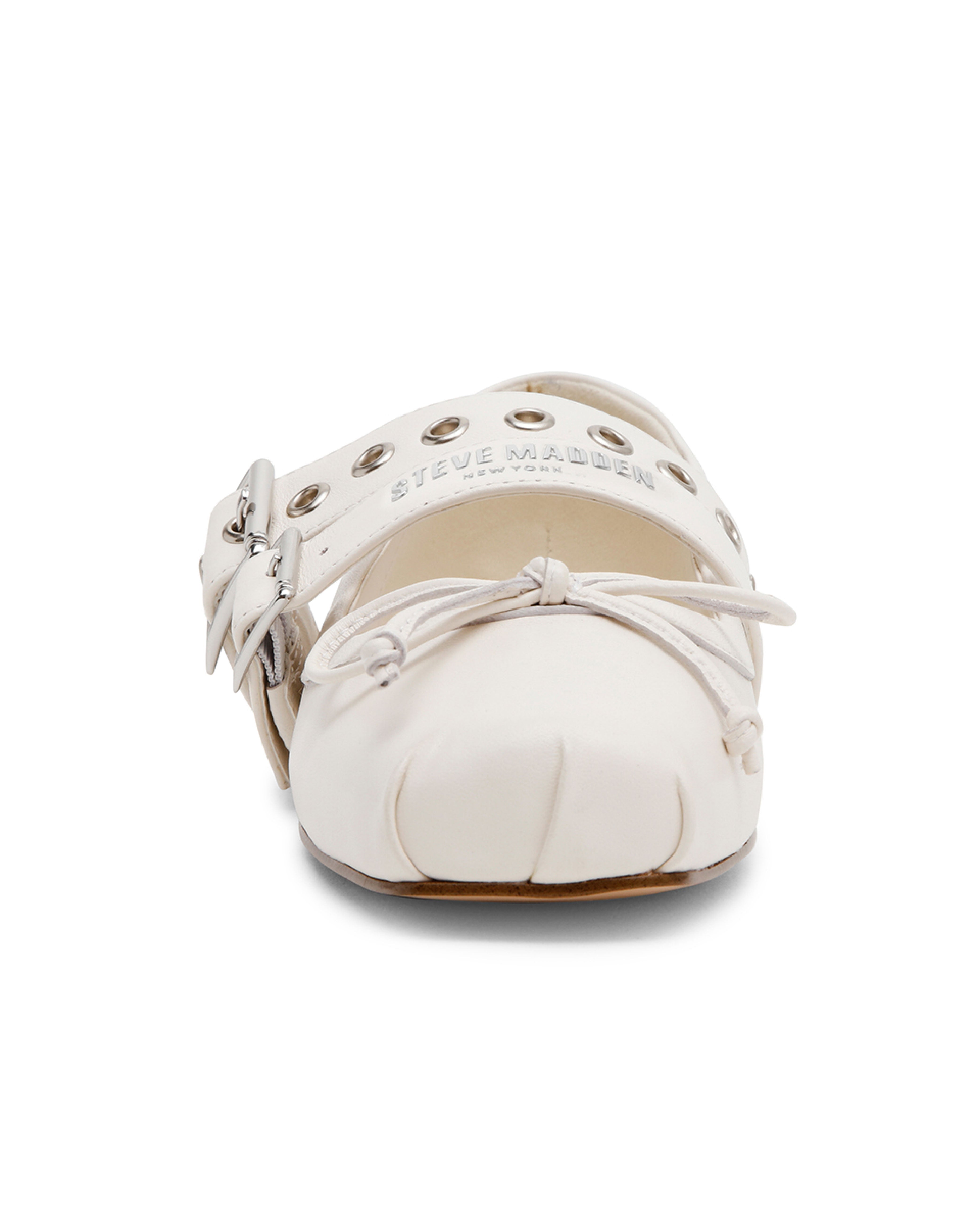 CEARA 芭蕾方頭率性雙扣寬帶瑪莉珍-白色