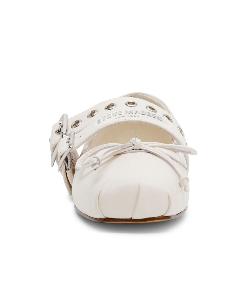 CEARA 芭蕾方頭率性雙扣寬帶瑪莉珍-白色