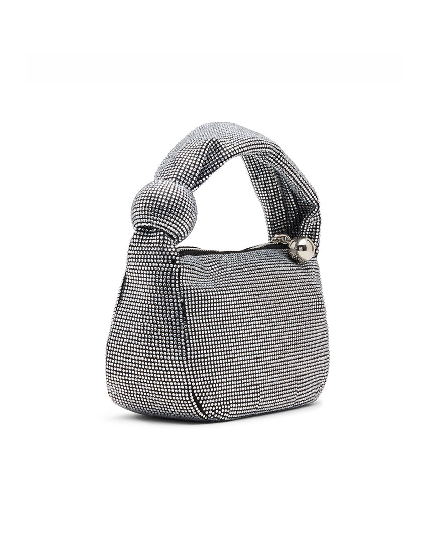 BSPARKLY 奢華鑽面圓形結飾手提包-銀色