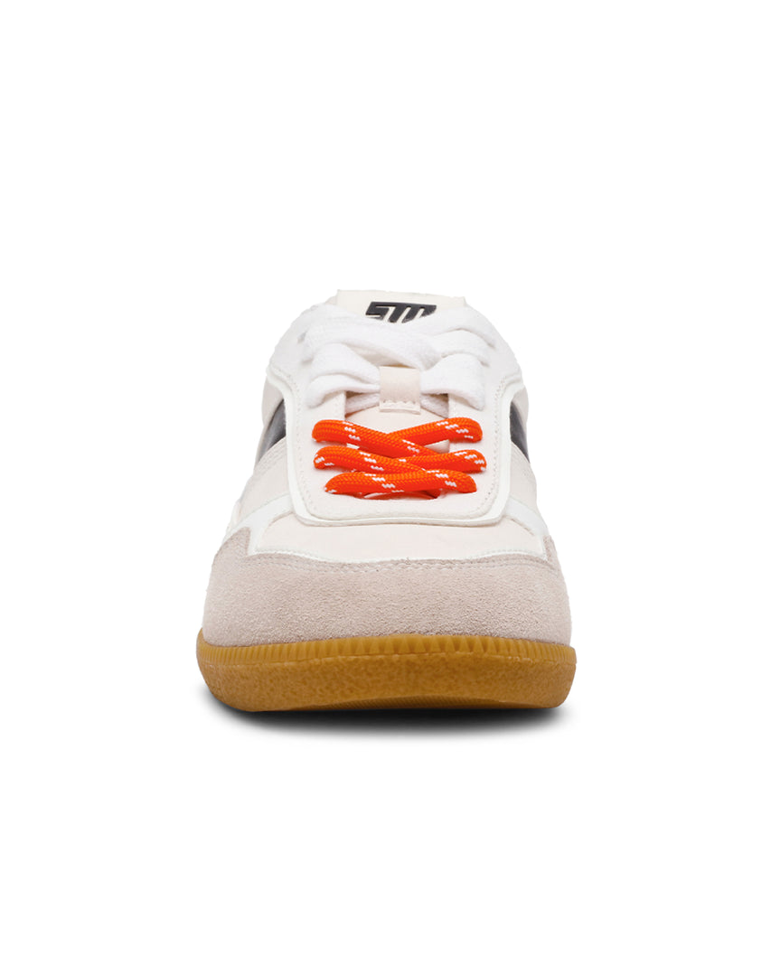 AUGUSTINE 潮流撞色鞋帶德訓鞋-米色