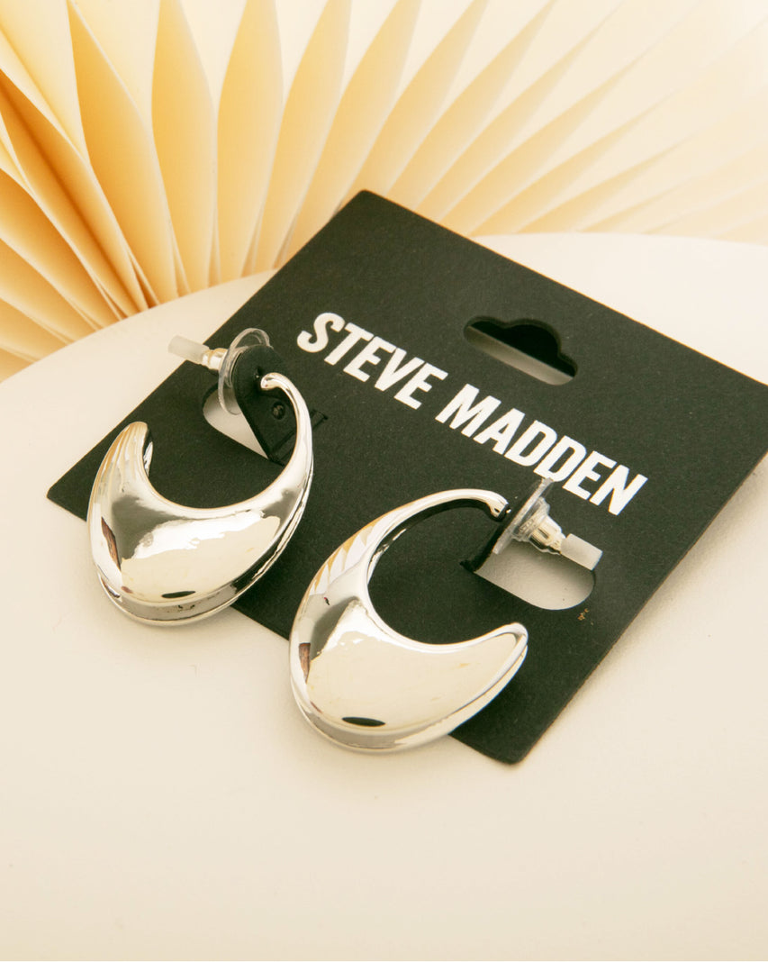 簡約幾何造型耳環-銀色