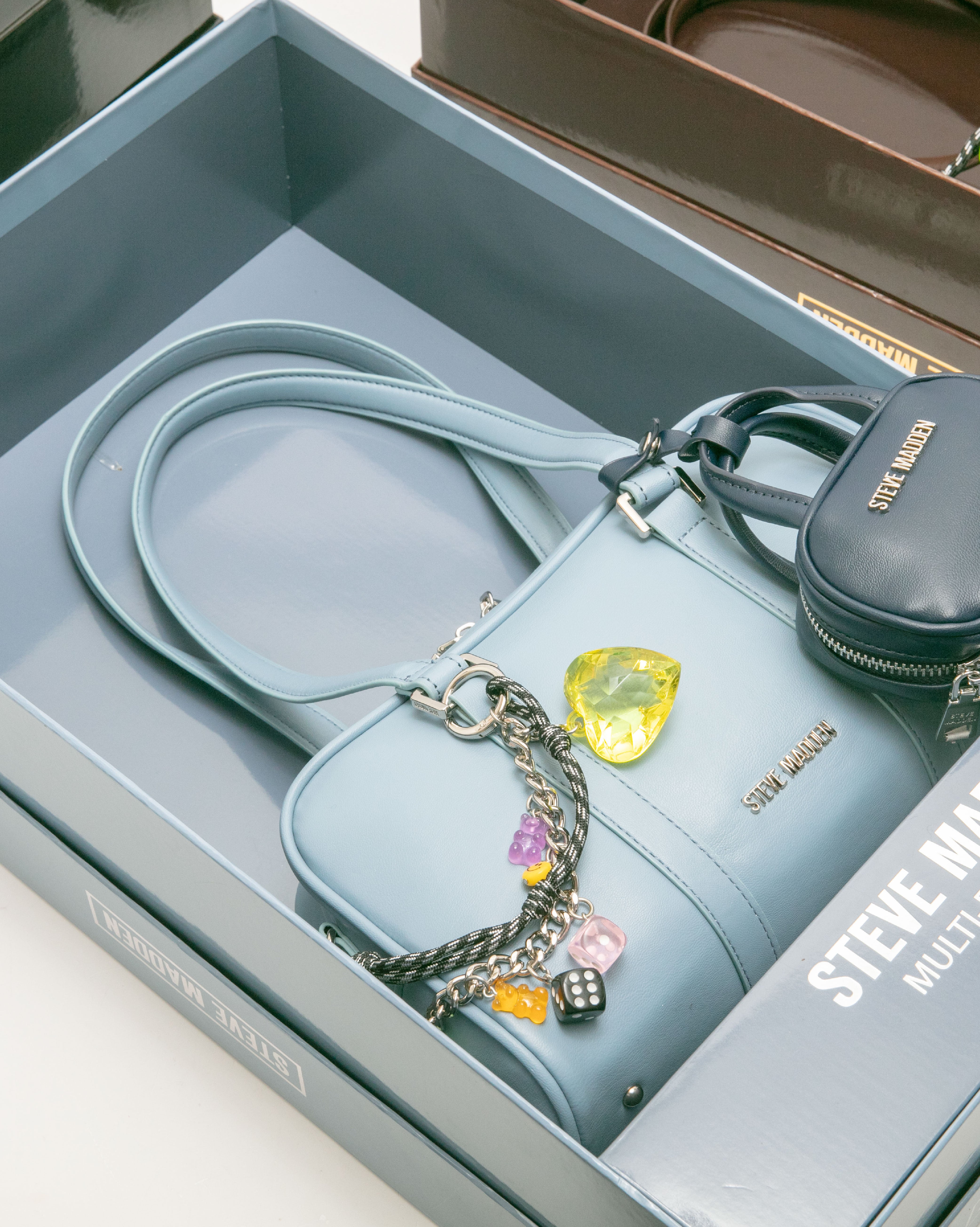 潮流撞色耳機包/法棍肩背包禮盒-藍色