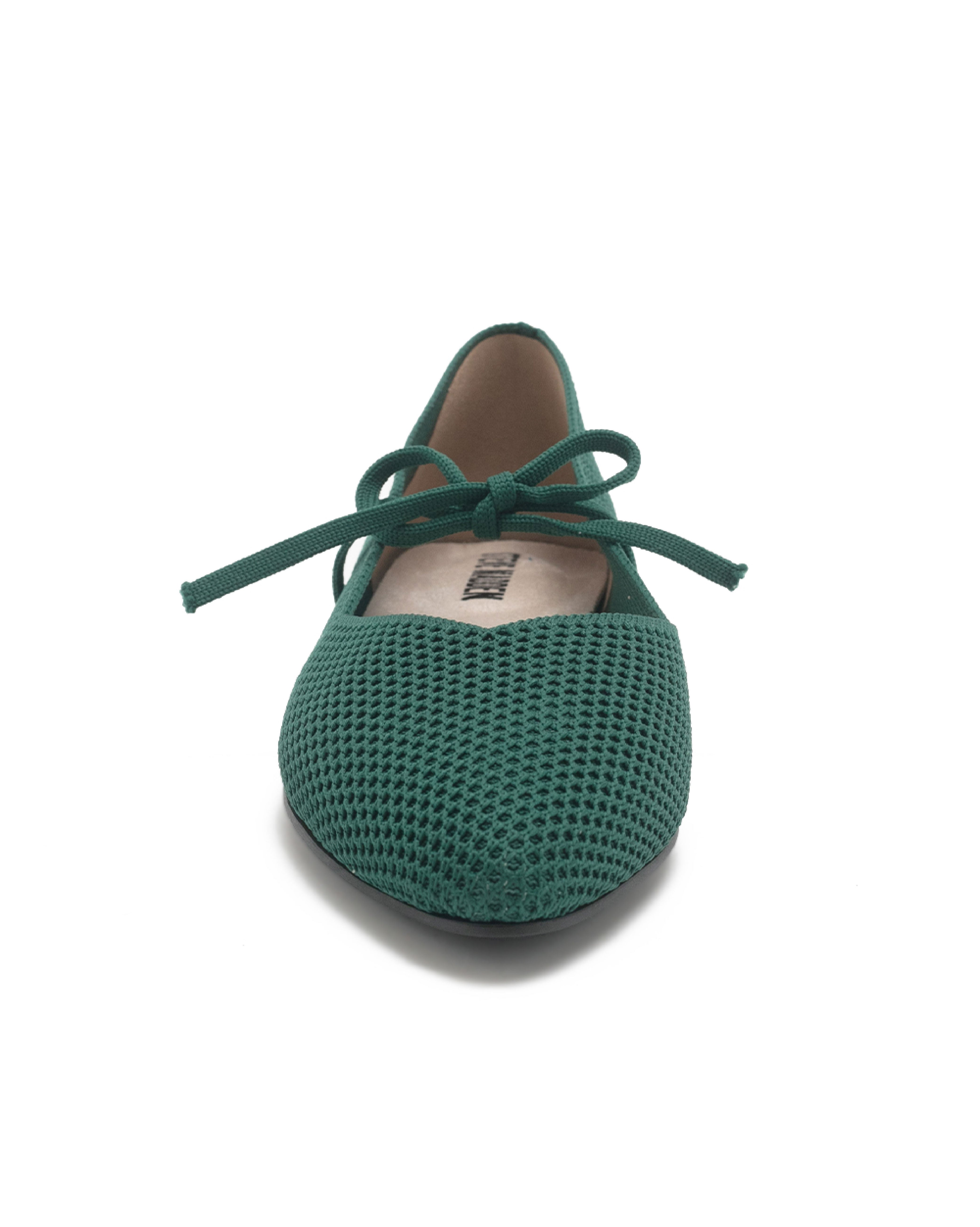 TWAILEE 彈性布面綁帶平底娃娃鞋-綠色