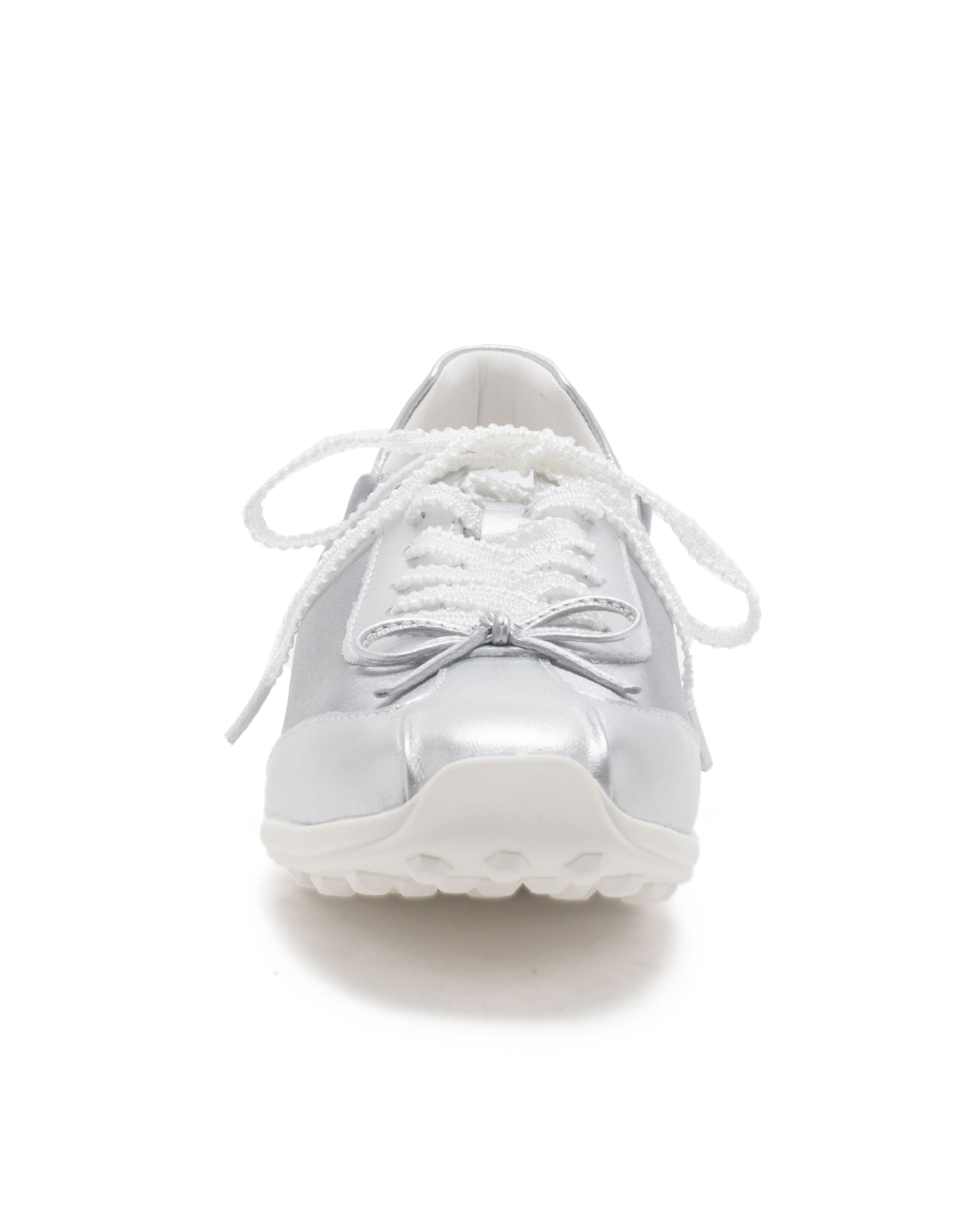 【線上獨家款】TWSHOONG 芭蕾緞面雙蝴蝶結休閒鞋-銀色