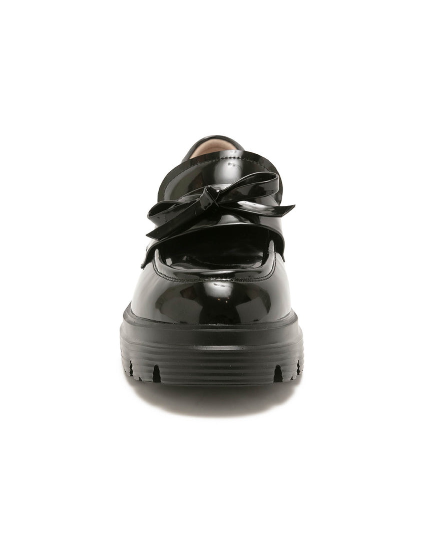 TWPENNY 簡約素面蝴蝶結樂福鞋-黑色
