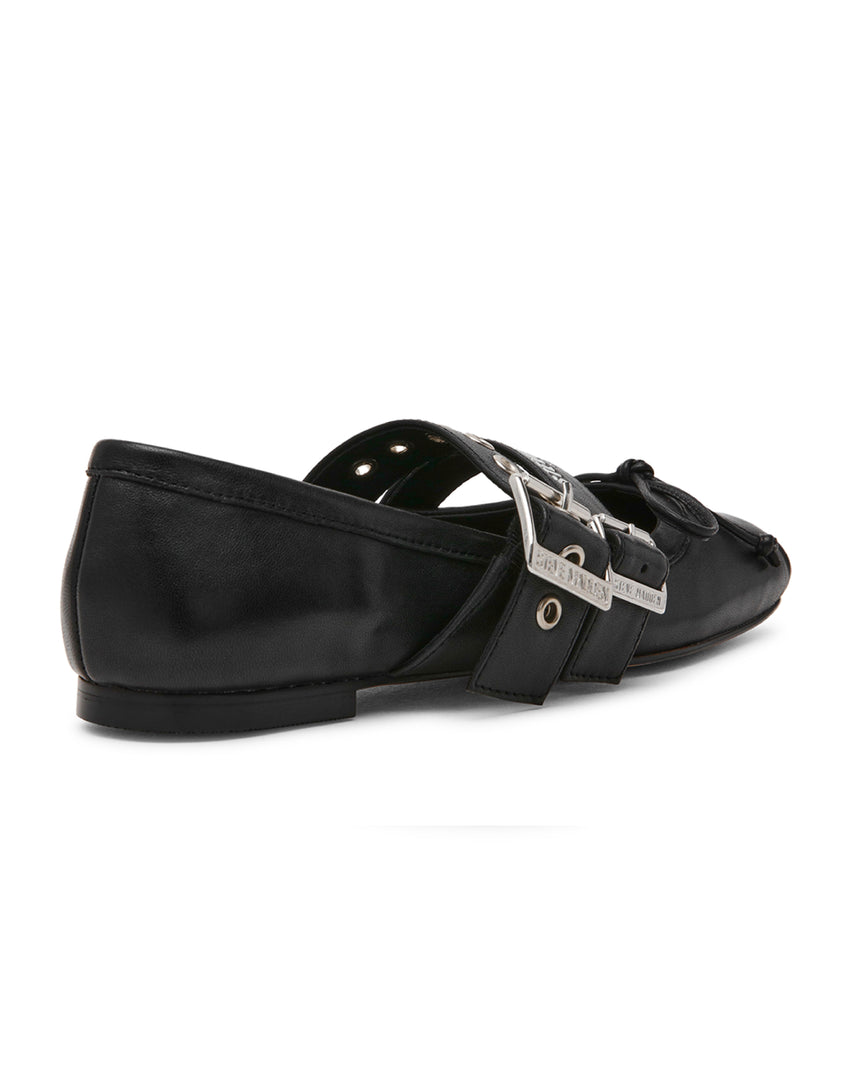 CEARA 芭蕾方頭率性雙扣寬帶瑪莉珍-黑色