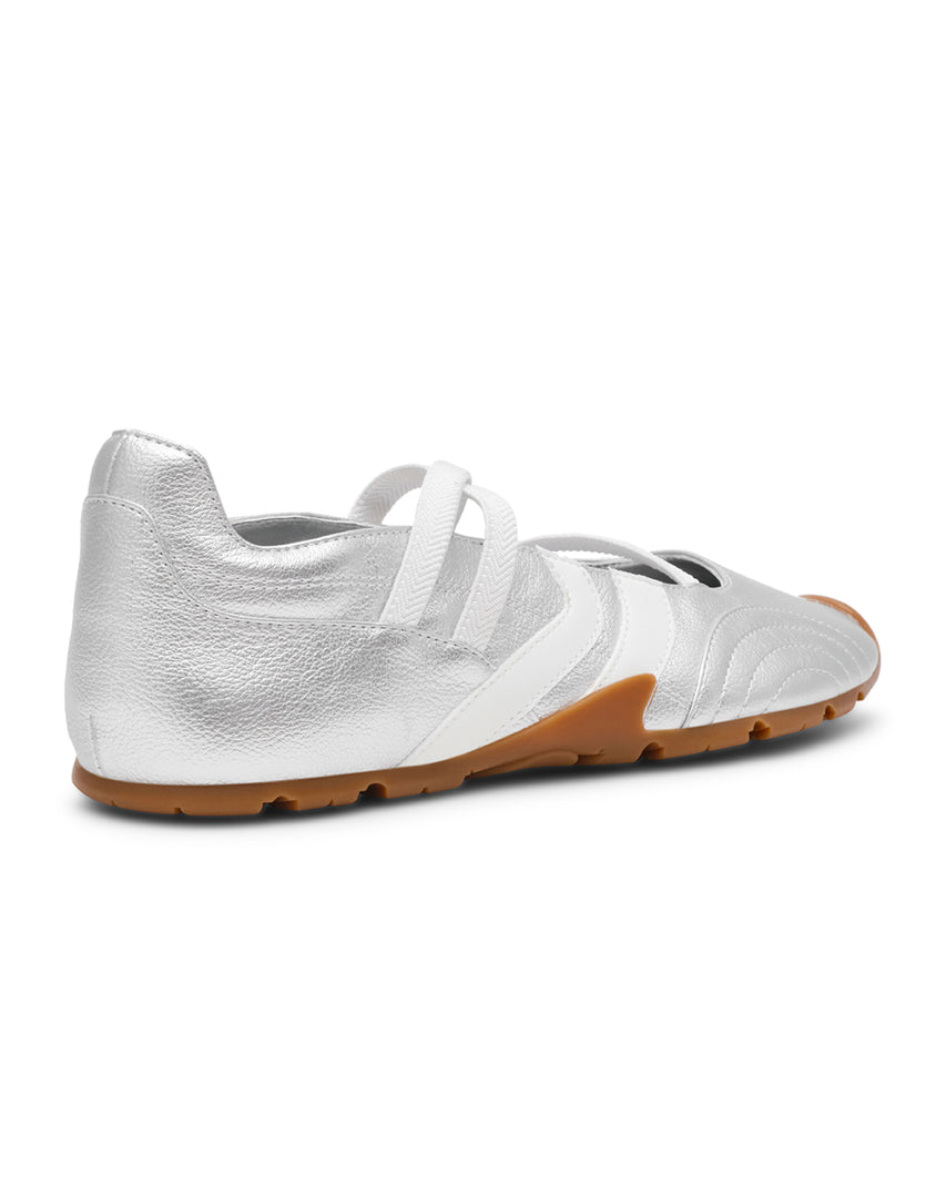 JOISIE 交叉鬆緊休閒瑪莉珍鞋-銀色