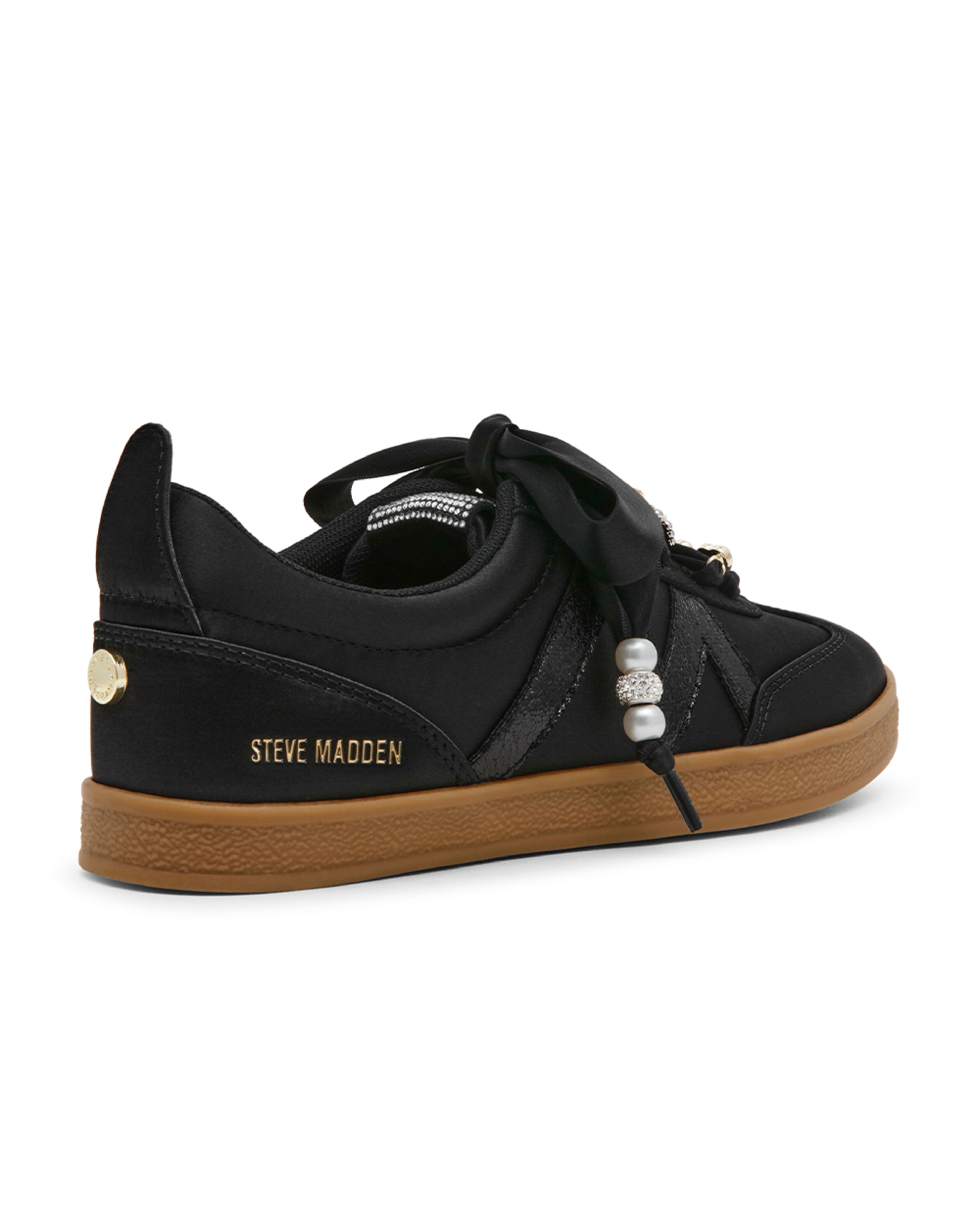 DEGREE-P 緞面M字串飾造型德訓鞋-黑色