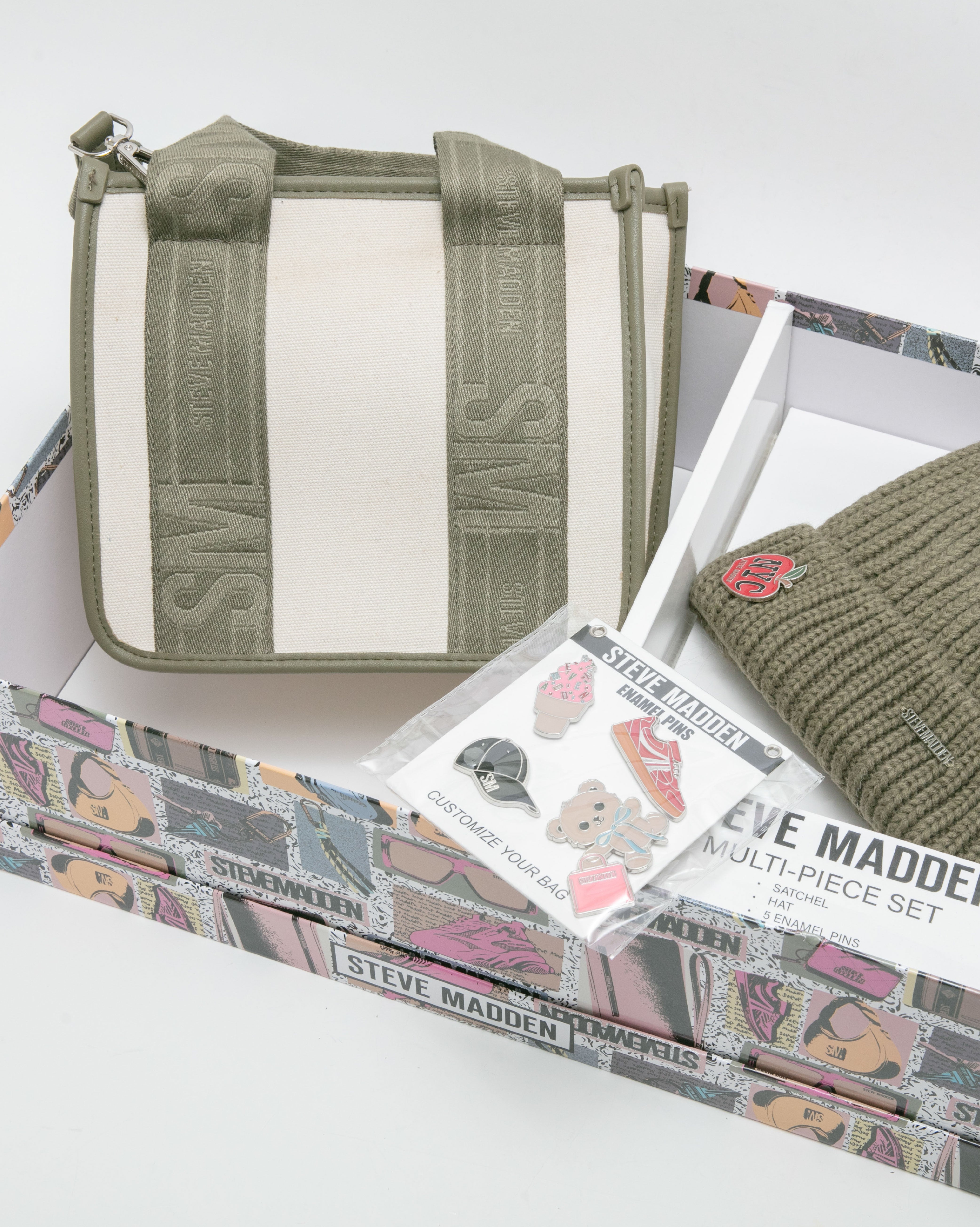 LOGO寬帶兩用包/潮流徽章毛帽禮盒-墨綠色