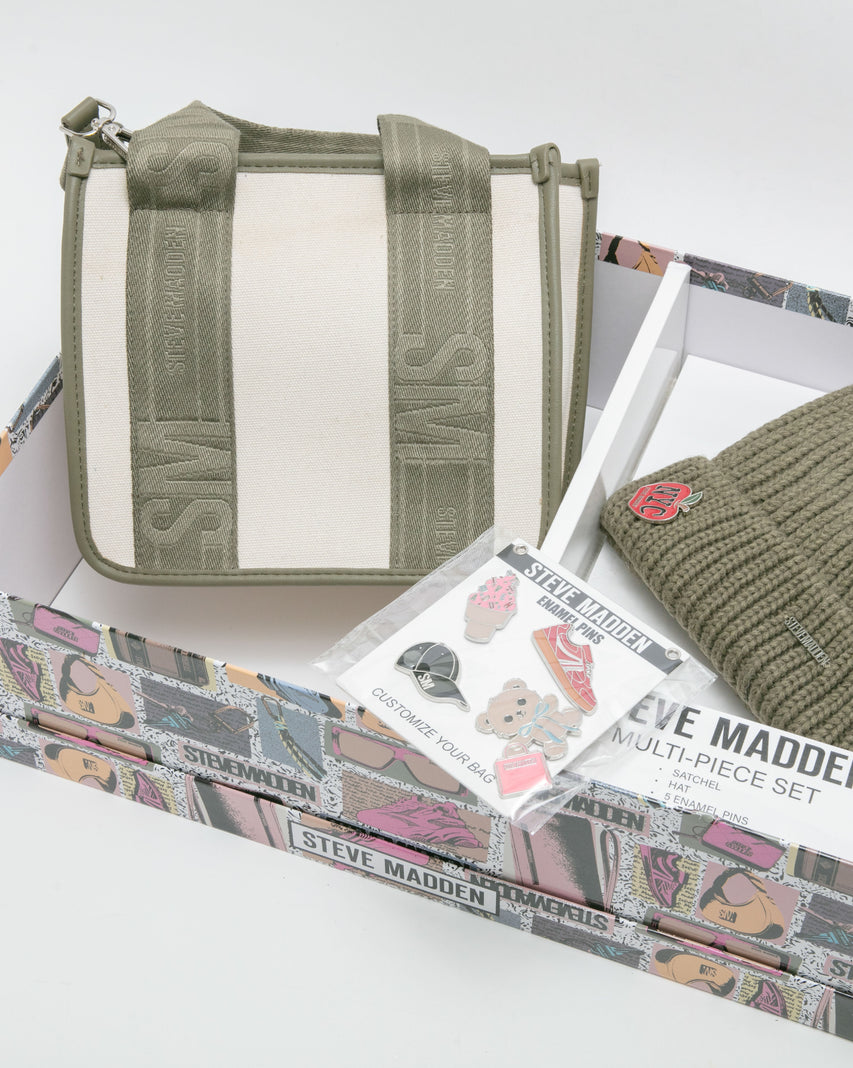 LOGO寬帶兩用包/潮流徽章毛帽禮盒-墨綠色